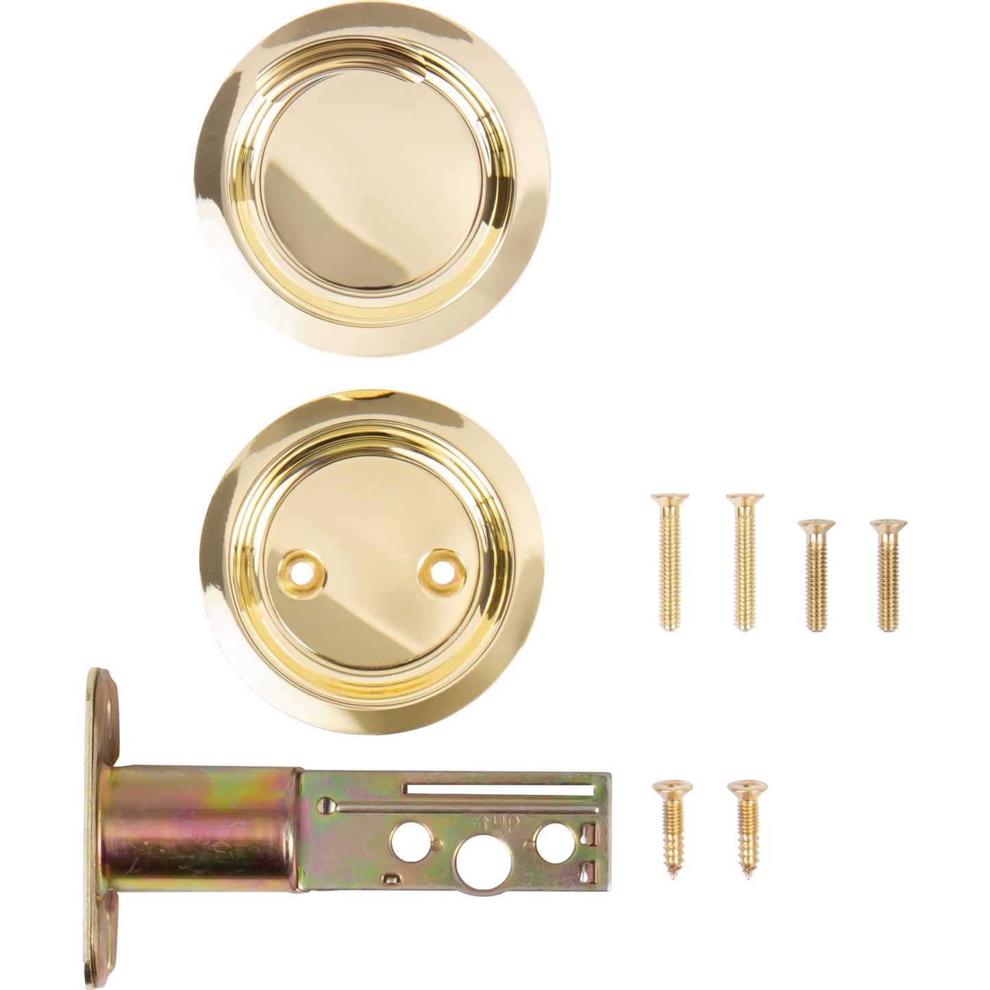 Stone Harbor Hardware Round Pocket Door Lock, Passage Function, 2-3/4" Backset, Polished Brass