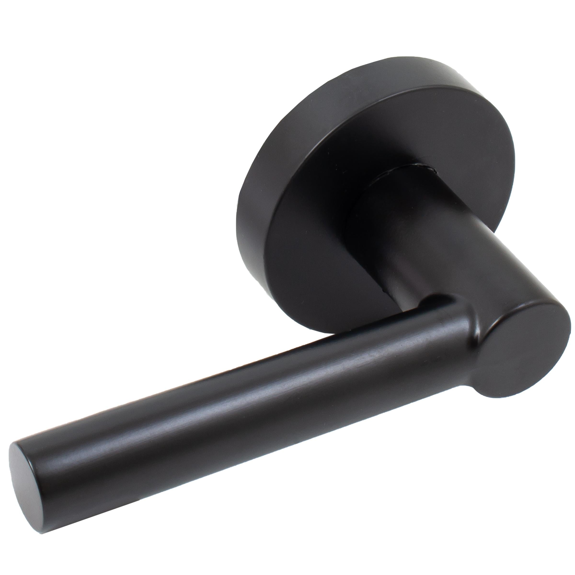 Stone Harbor Hardware Zurich Door Lever with Round Rosette, Privacy (Bed/Bath) Latch, Matte Black