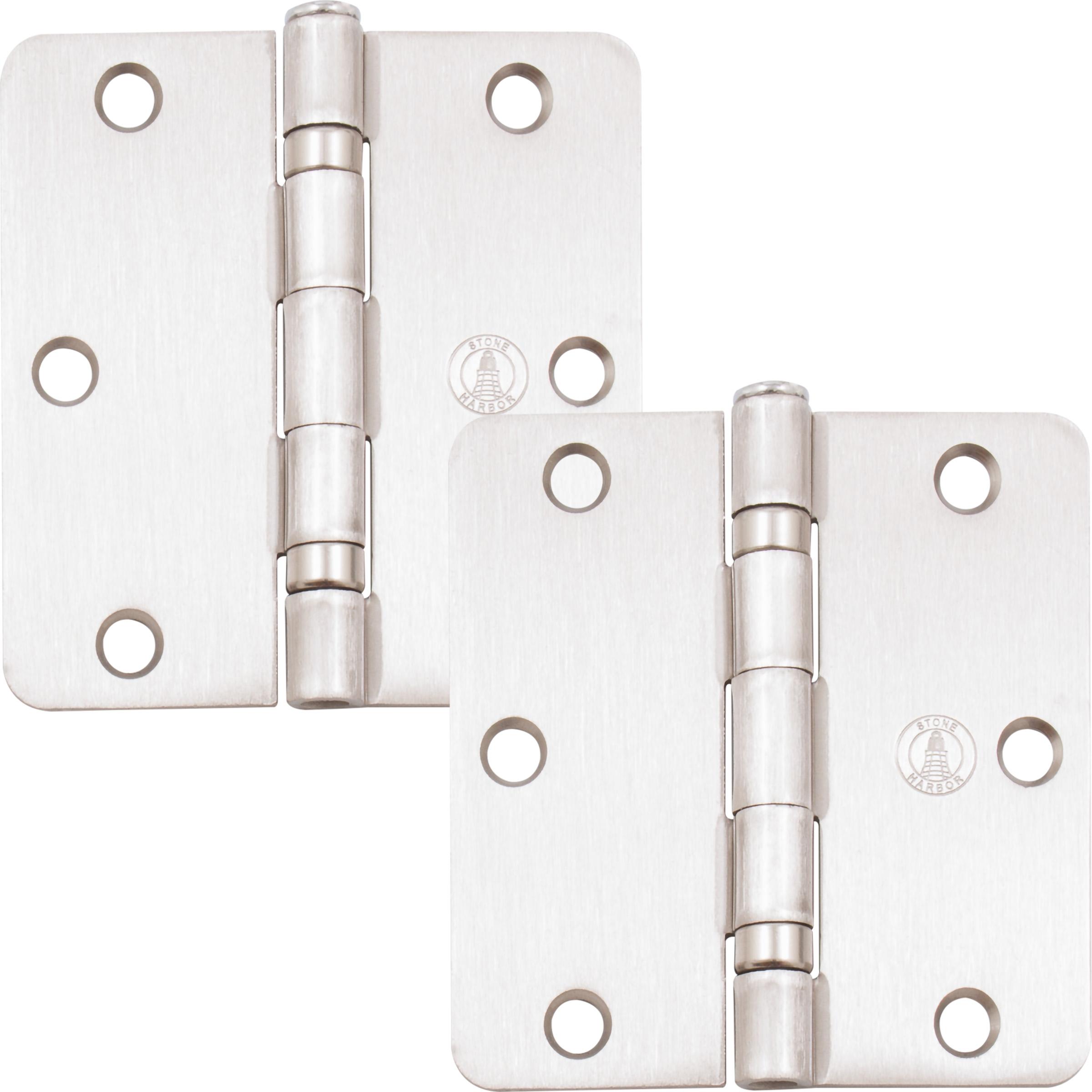 Stone Harbor Hardware 3-1/2" Ball-Bearing Door Hinges, 1/4" Radius Corner, Satin Nickel, 2-Pack