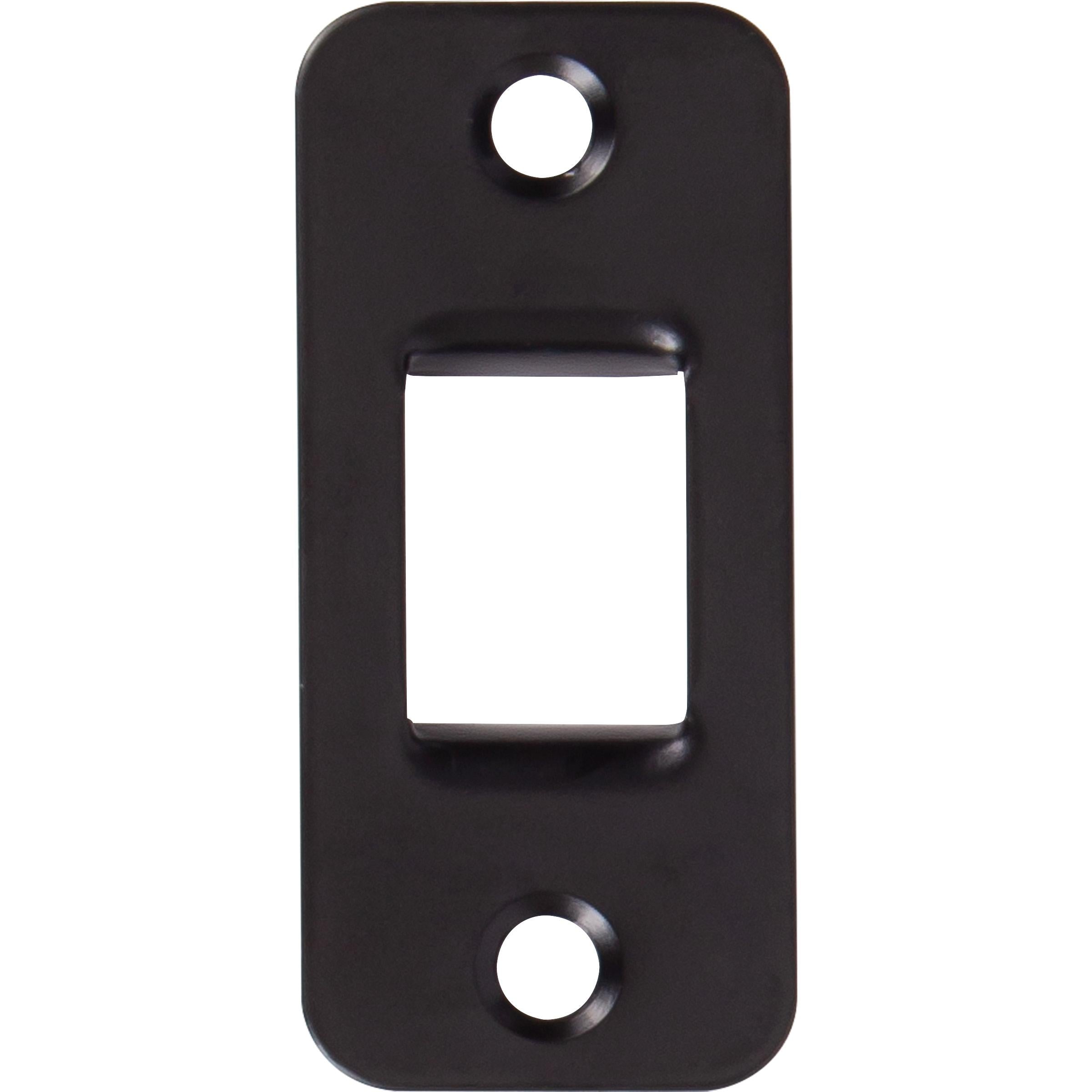 Stone Harbor Hardware Round Pocket Door Lock, Strike Plate, 1-1/4" x 2-3/4", Matte Black