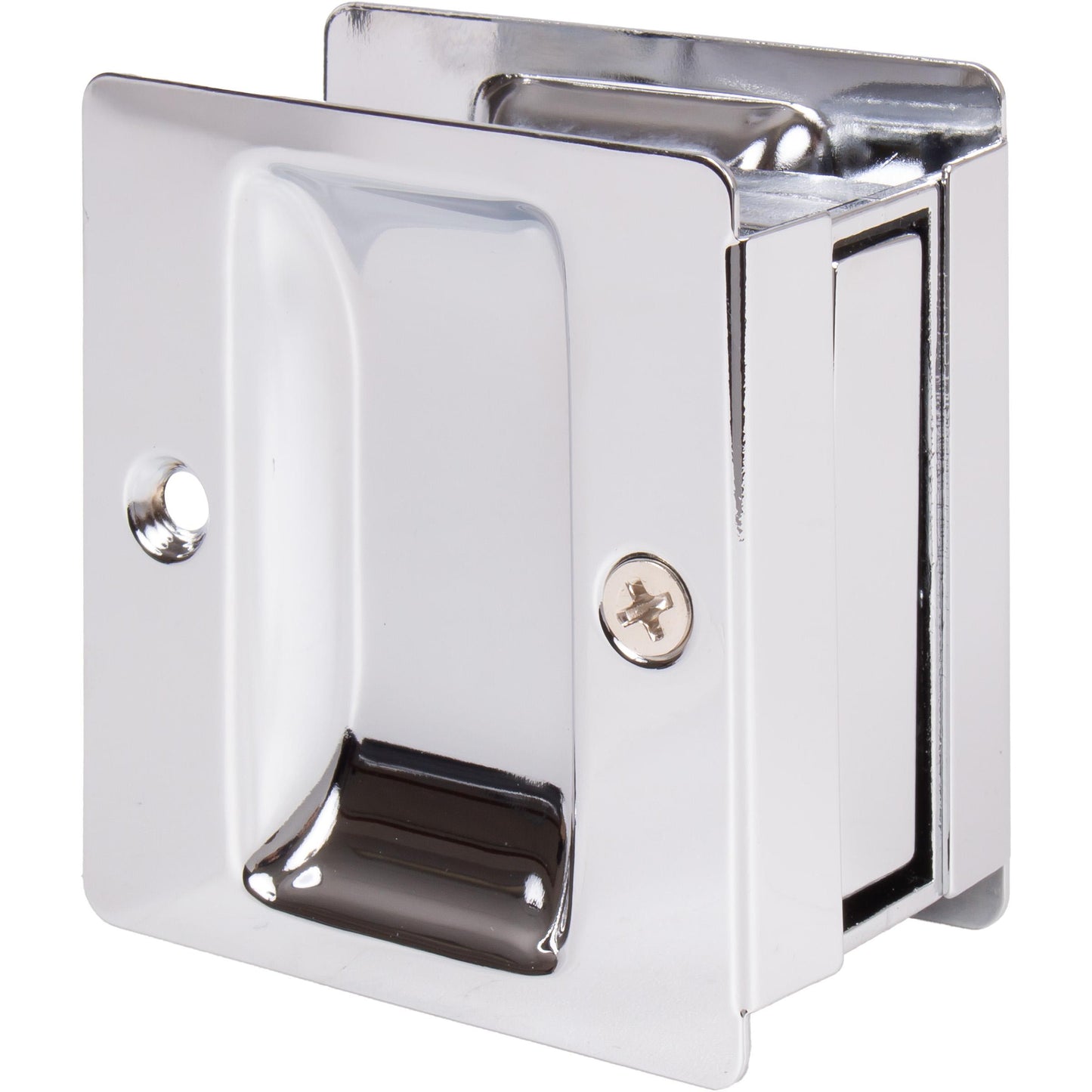 Stone Harbor Hardware Premium Square Pocket Door Lock, Passage Function, Polished Chrome