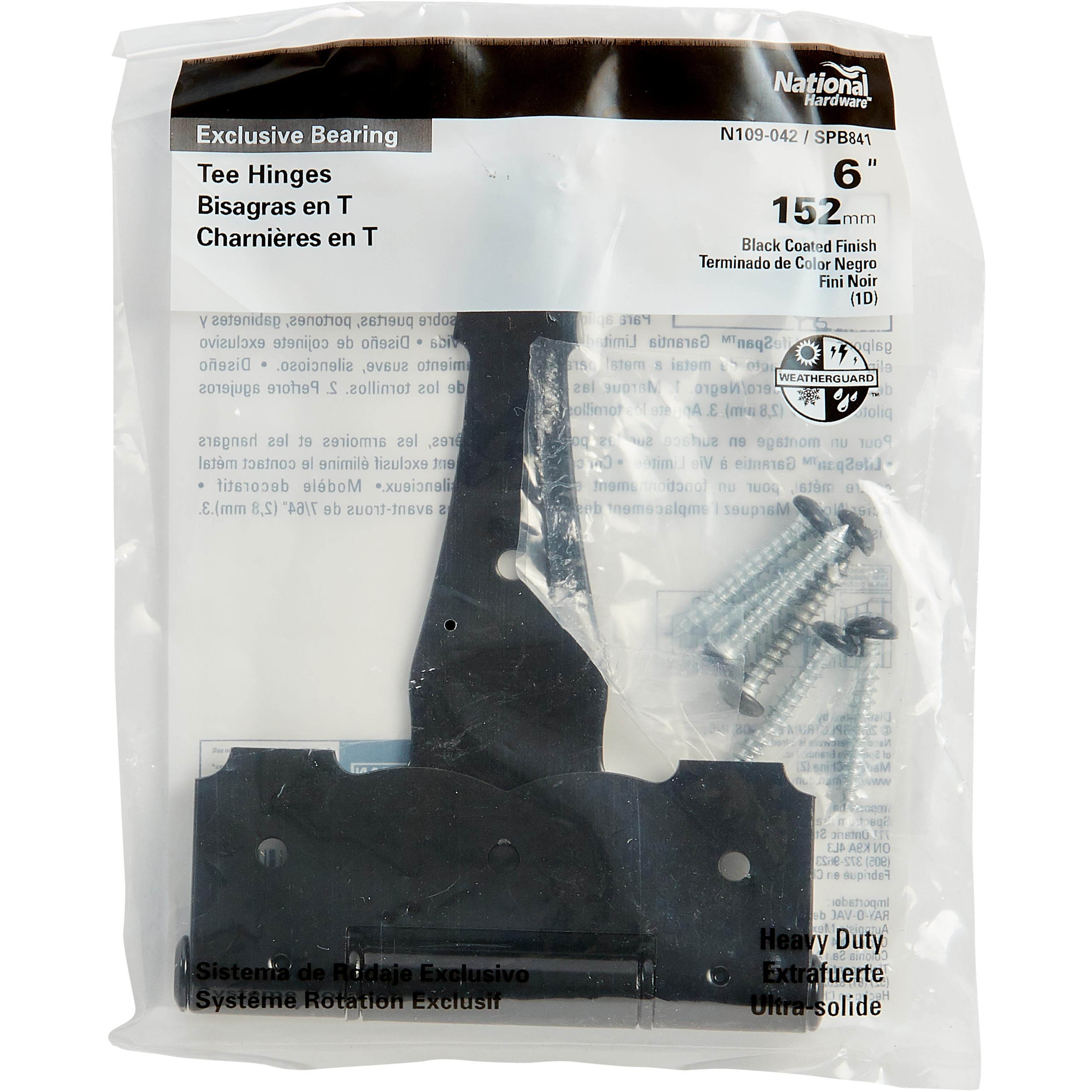 National Hardware - N109-042 SPB841 6" Ornamental T-Hinge - Black