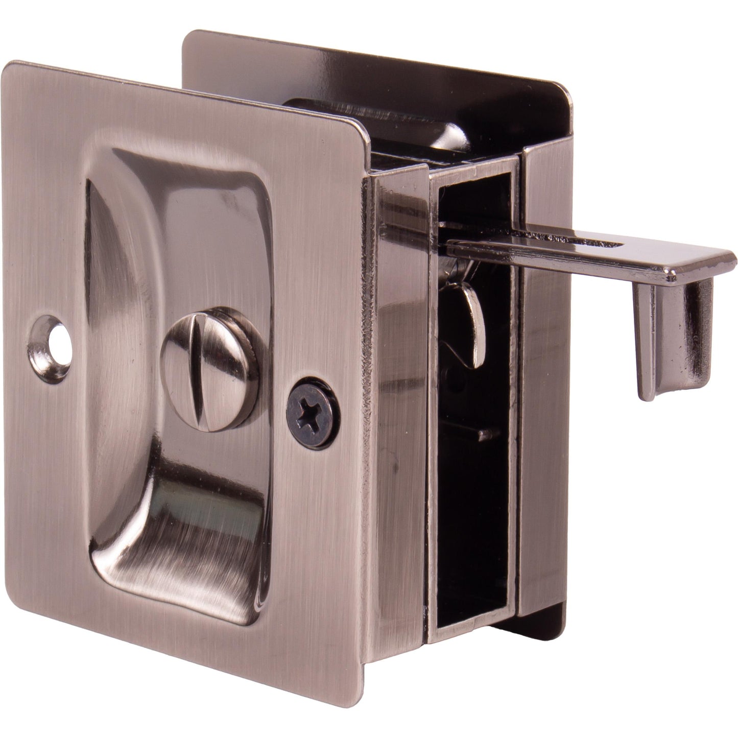 Stone Harbor Hardware Premium Square Pocket Door Lock, Privacy Function, Antique Nickel