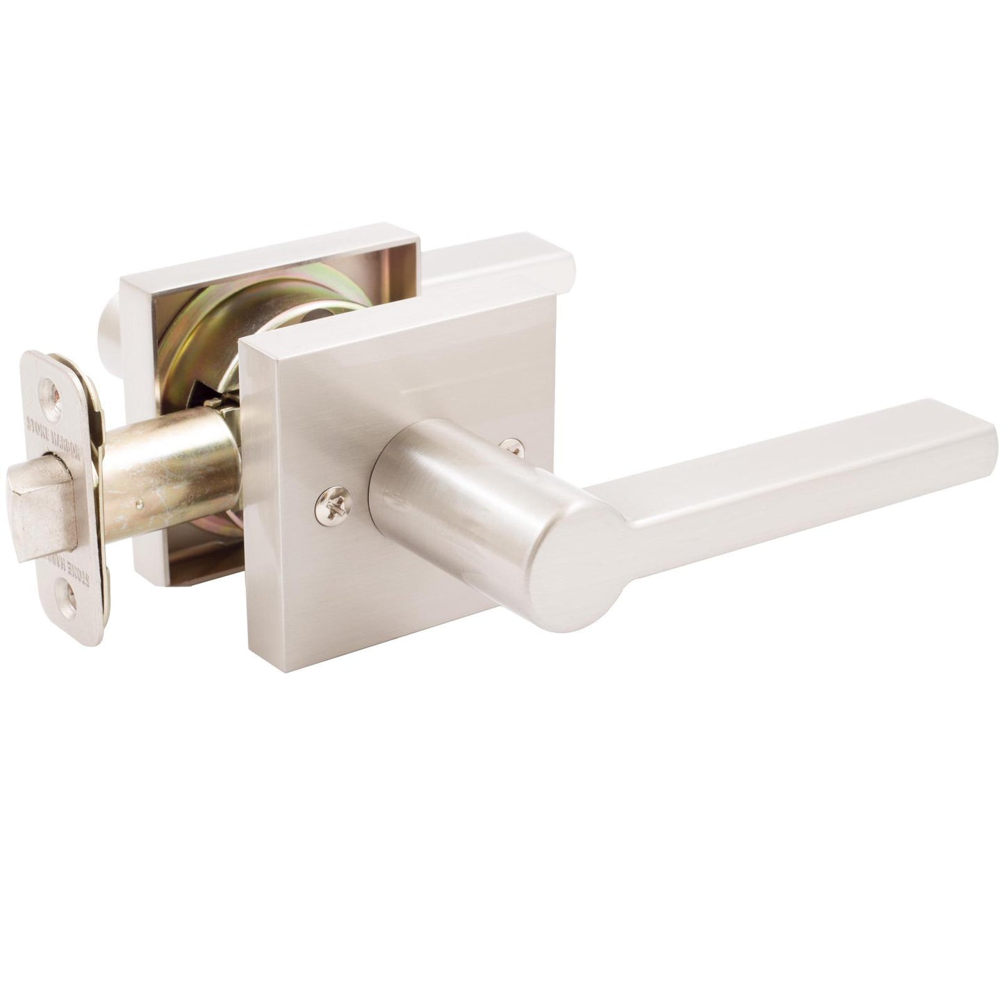 Stone Harbor Hardware Vienna Door Lever with Square Rosette, Passage (Hall/Closet) Latch, Satin Nickel