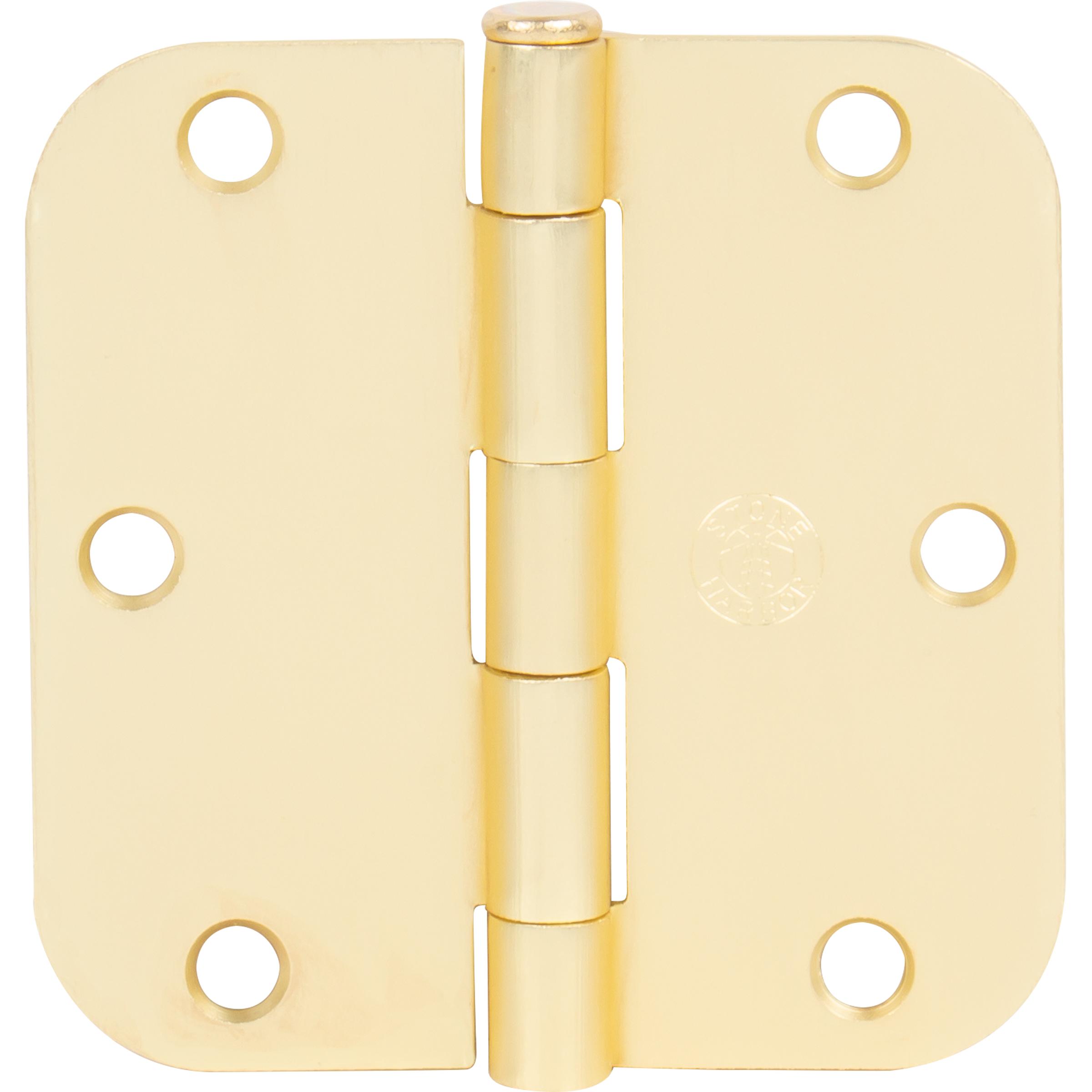 Stone Harbor Hardware 3-1/2" Door Hinges, 5/8" Radius Corner, Satin Brass, 3-Pack