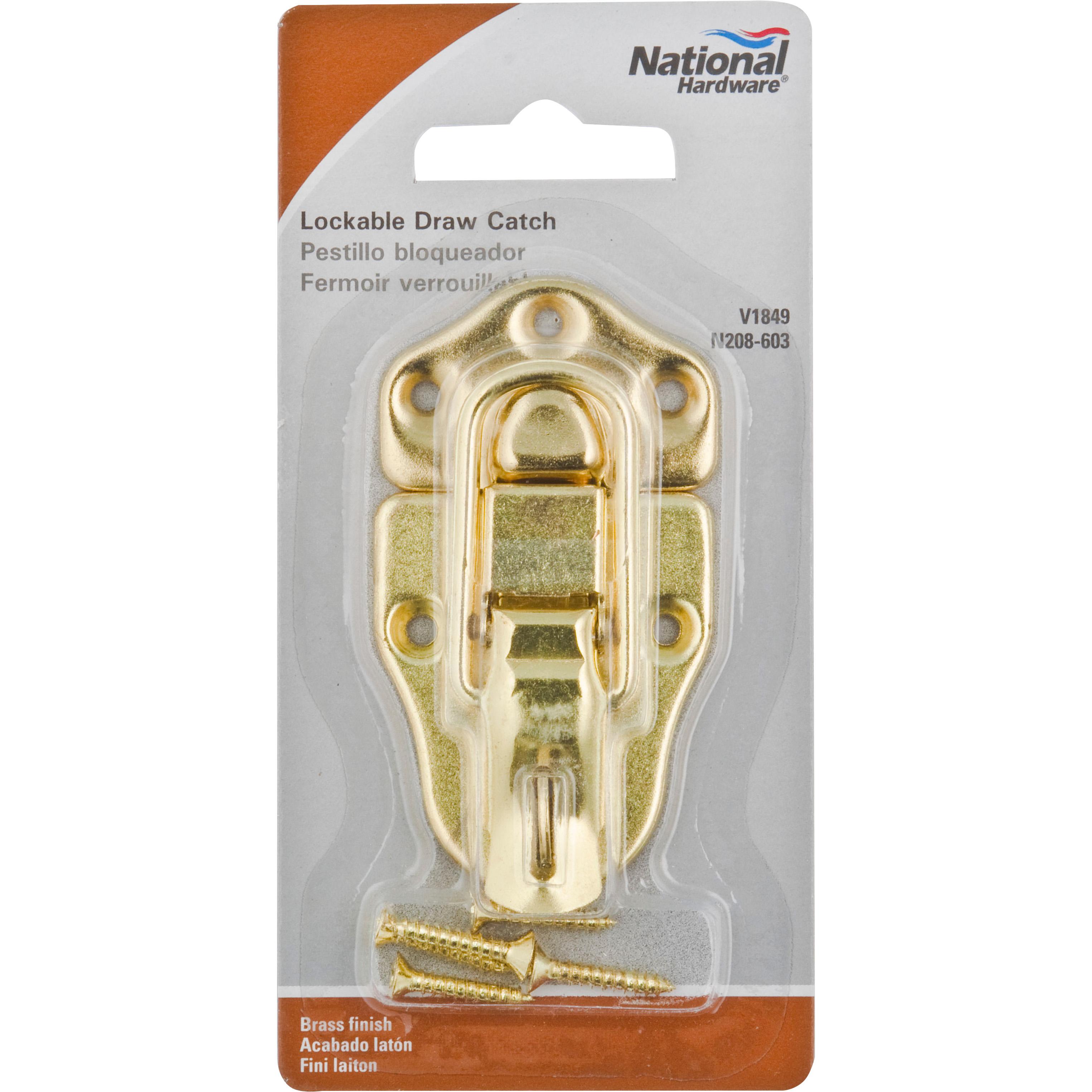 National Hardware - V1849 Lockable Draw Catch - Polished Brass