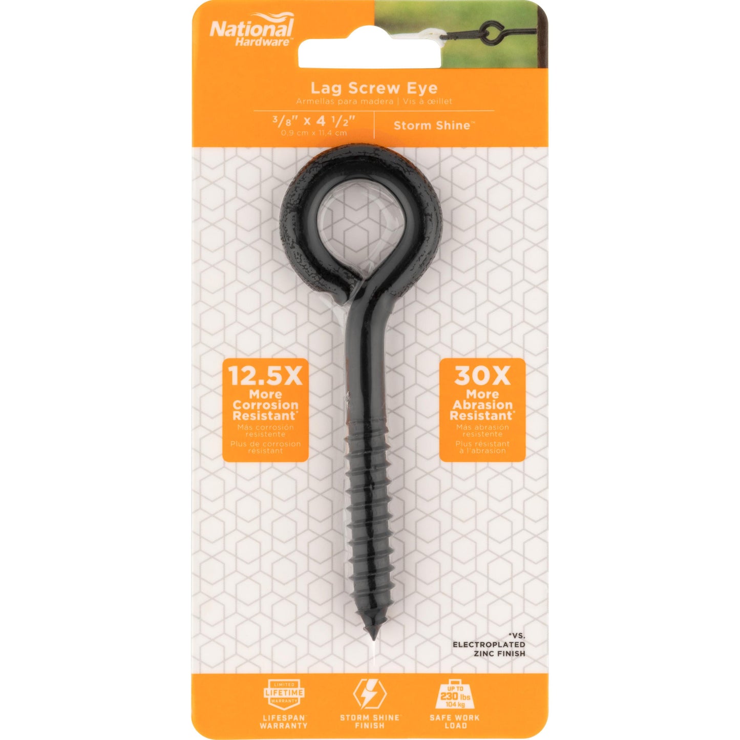 V2150 3/8" x 4-1/2" Lag Screw Eye - Black