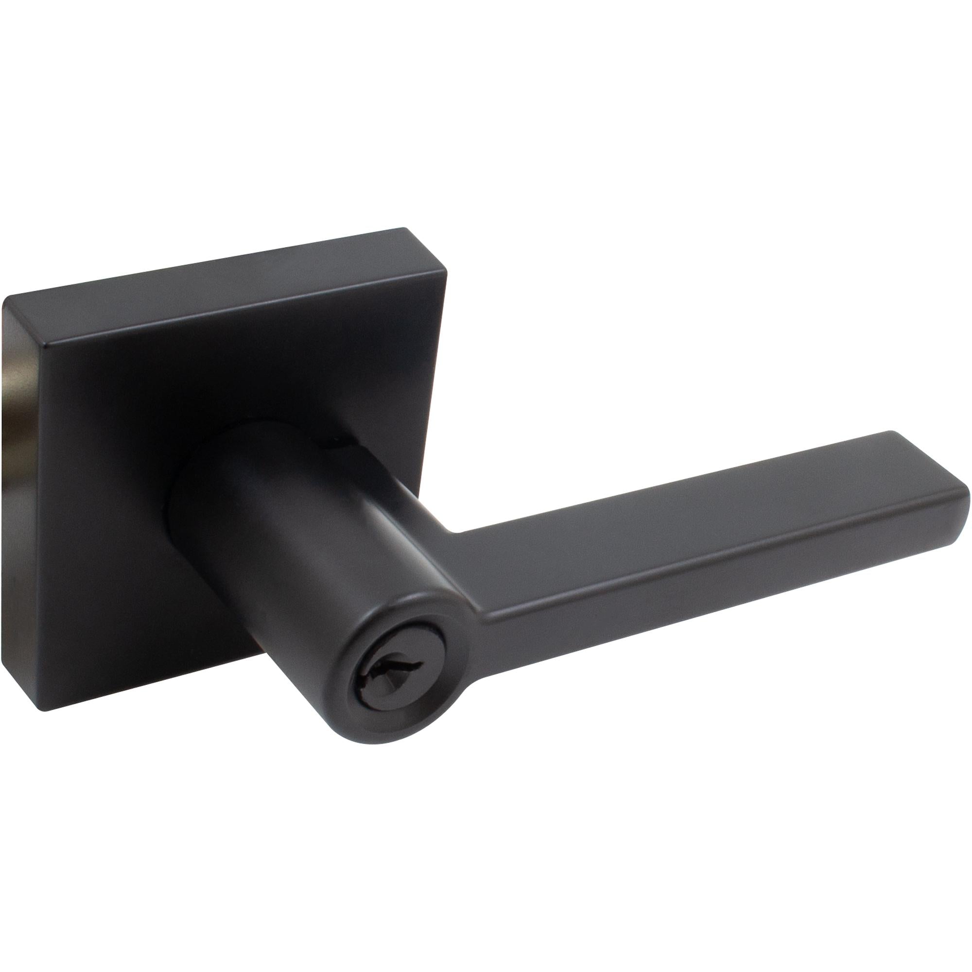 Stone Harbor Hardware Vienna Door Lever with Square Rosette, Entry Latch, SC Keyway, Matte Black