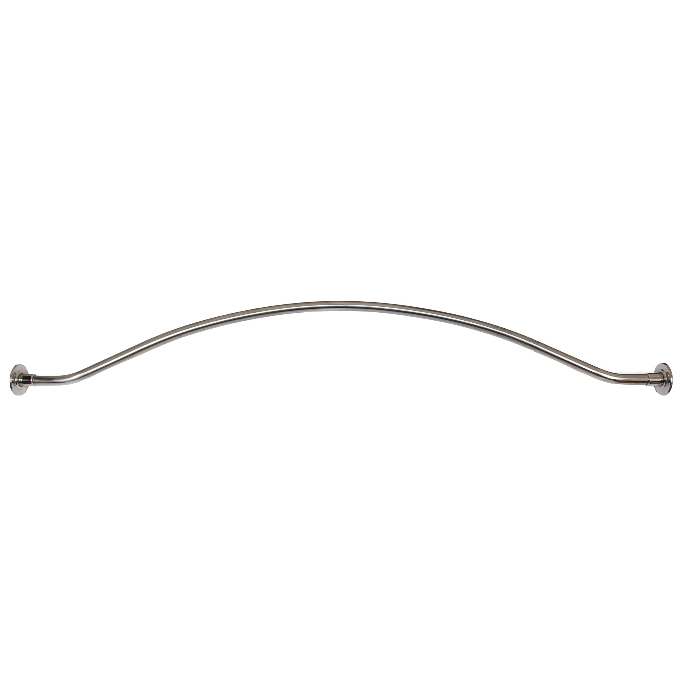 Stone Harbor Hardware Curved Shower Rod, 5 Feet, 3" Diameter Rose, Exposed Screws, Polished Stainless Steel