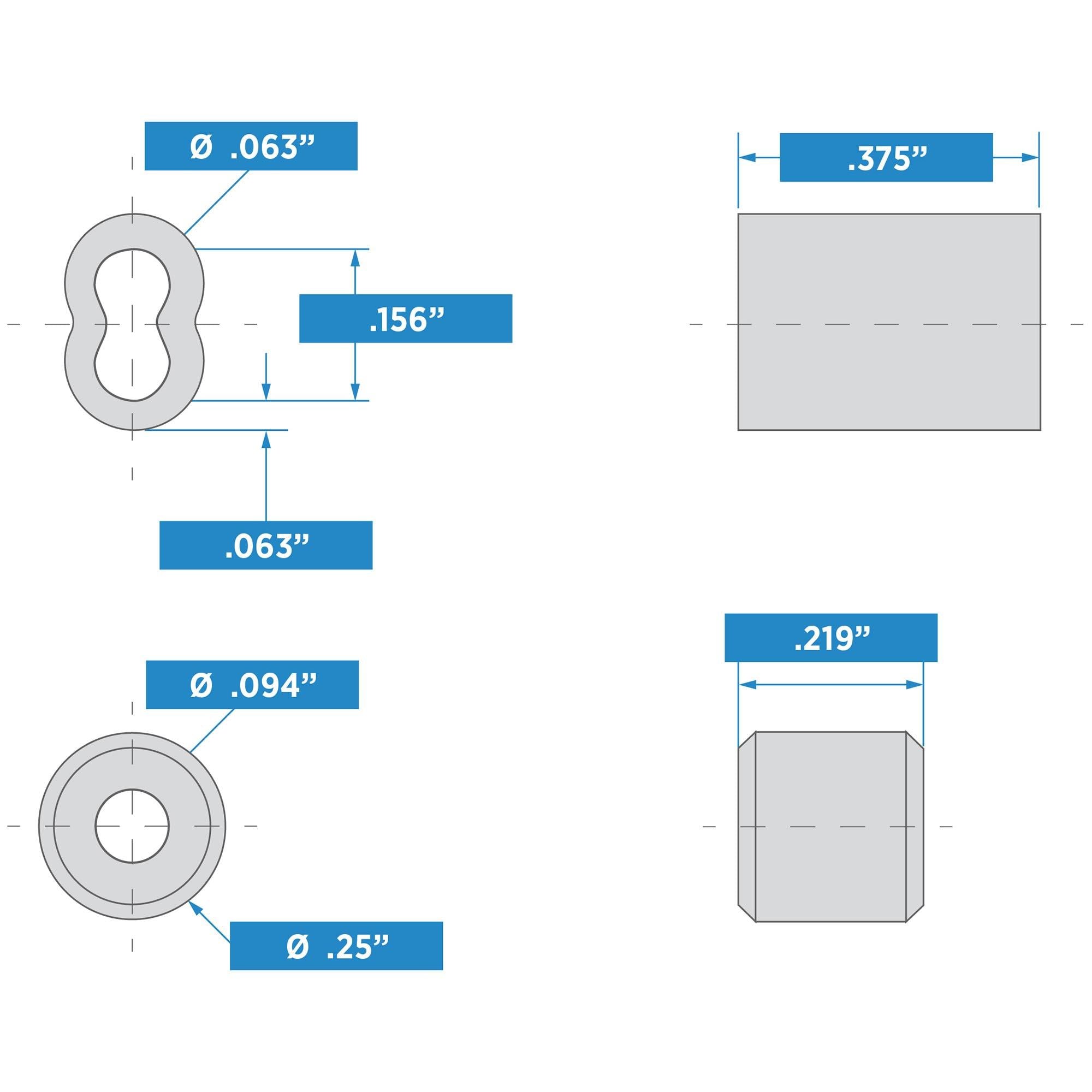 V3231 1/16" Ferrule & Stop - Aluminum
