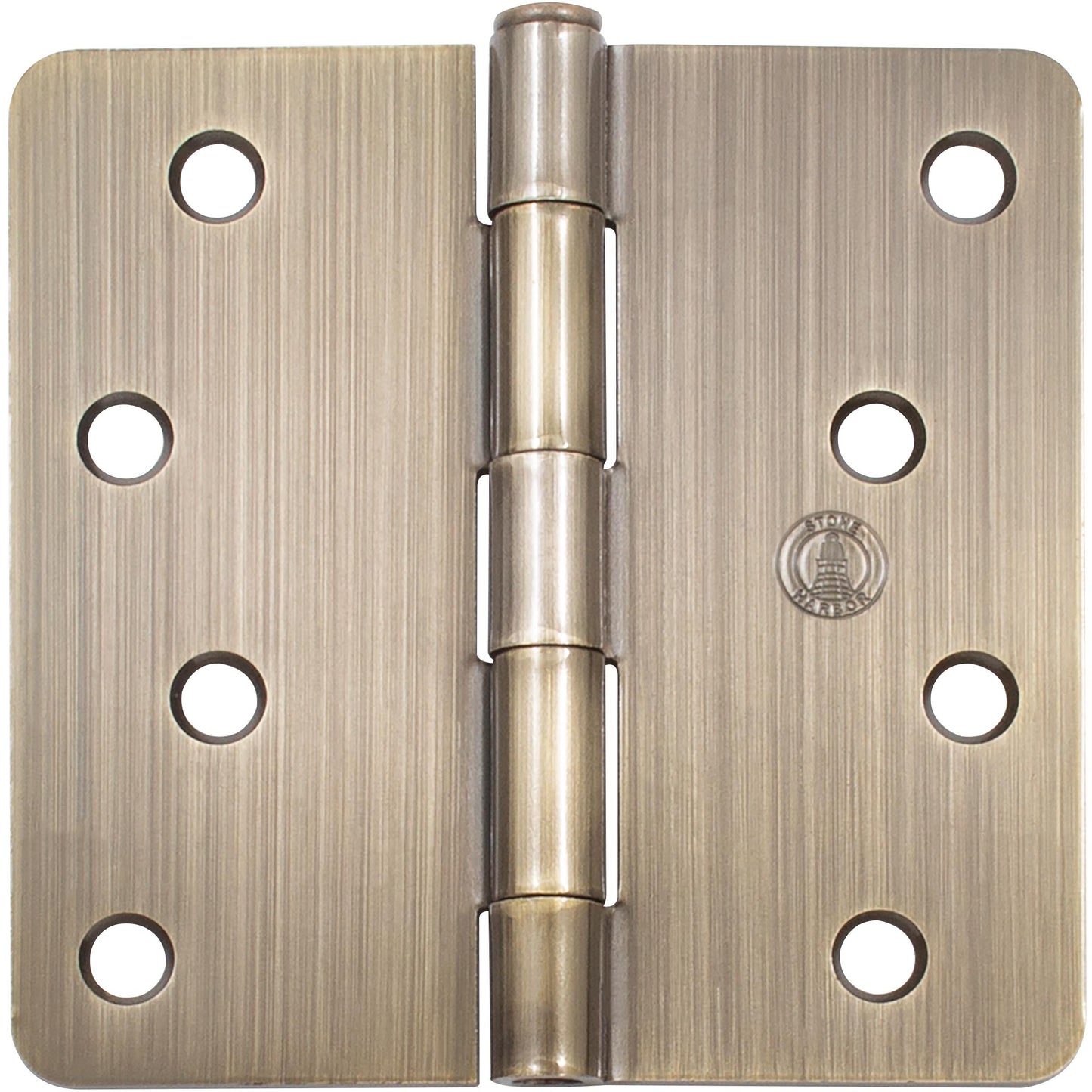 Stone Harbor Hardware 4" Door Hinges, 1/4" Radius Corner, Antique Brass, 2-Pack