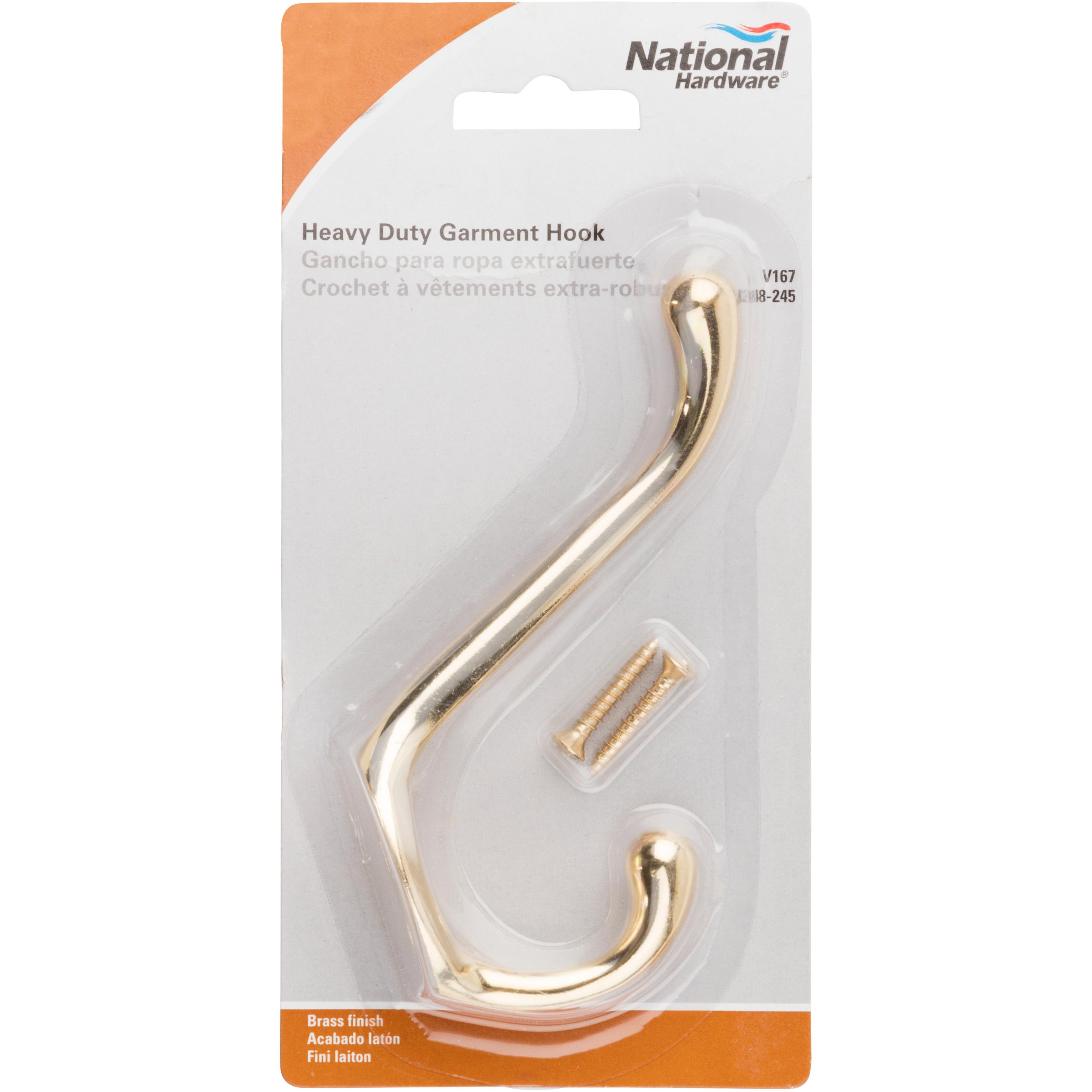 V167 Heavy Duty Garment Hook - Brass