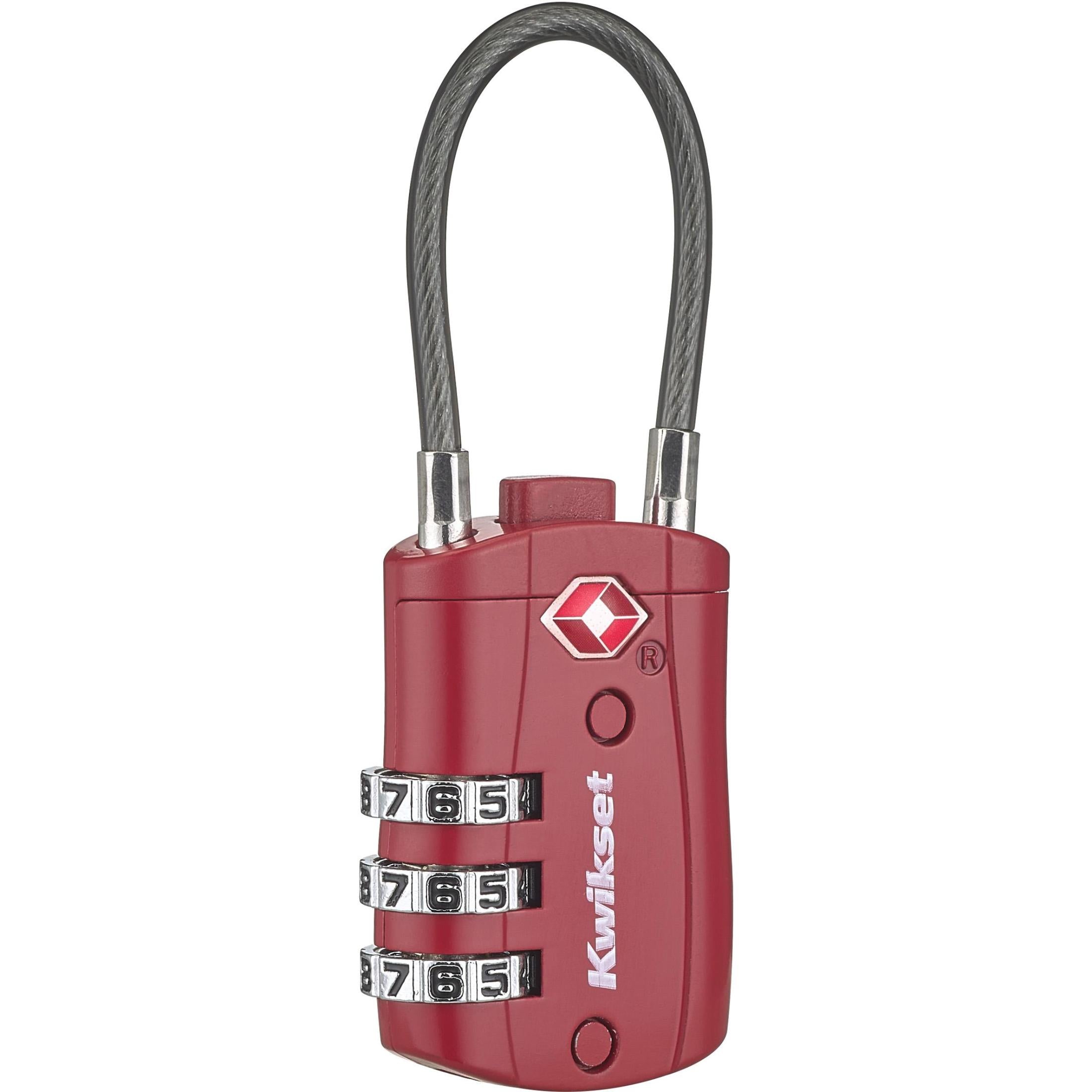 Kwikset 1-3/16" TSA Cable Combination Padlock with 1-1/2" Shackle, Red