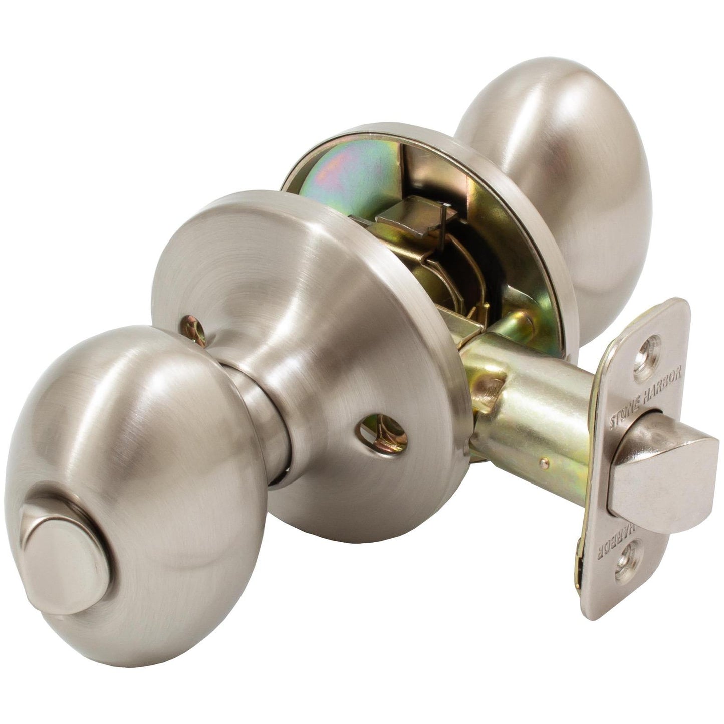 Stone Harbor Hardware Springhill Door Knob, Privacy (Bed/Bath) Latch, Satin Nickel