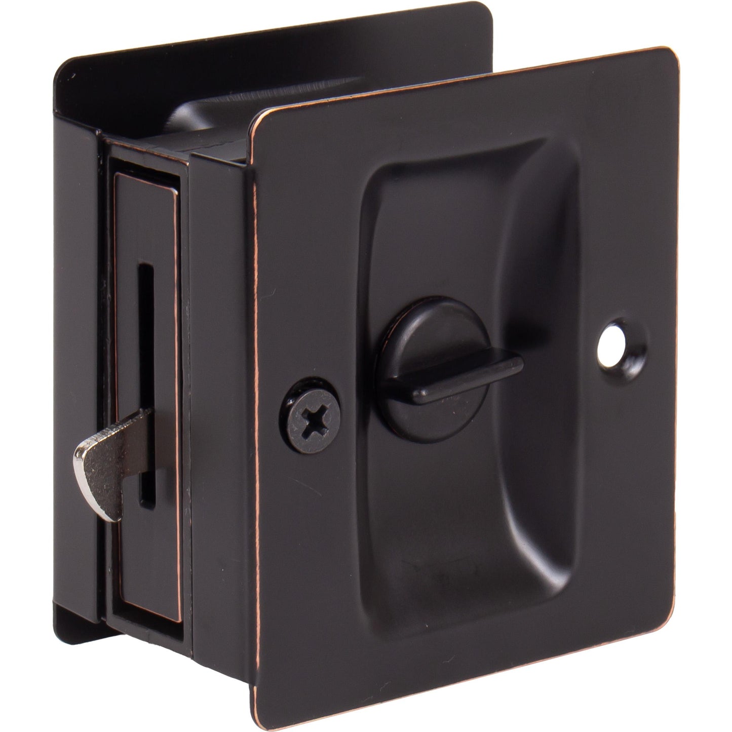 Stone Harbor Hardware Premium Square Pocket Door Lock, Privacy Function, Vintage Bronze