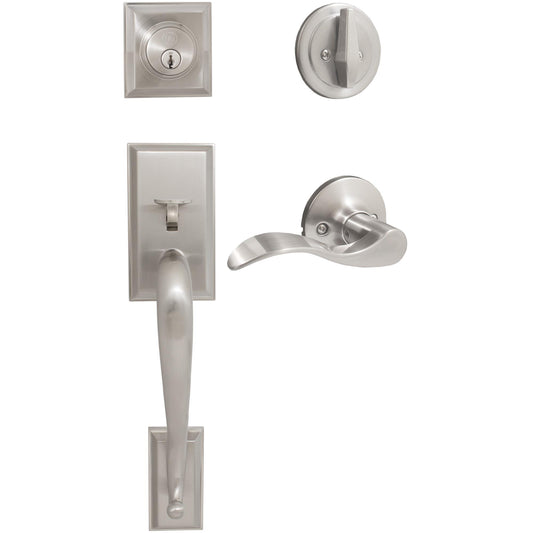 Stone Harbor Hardware Willow Park Handleset, Beaverton Interior Trim, KW Keyway, Satin Nickel