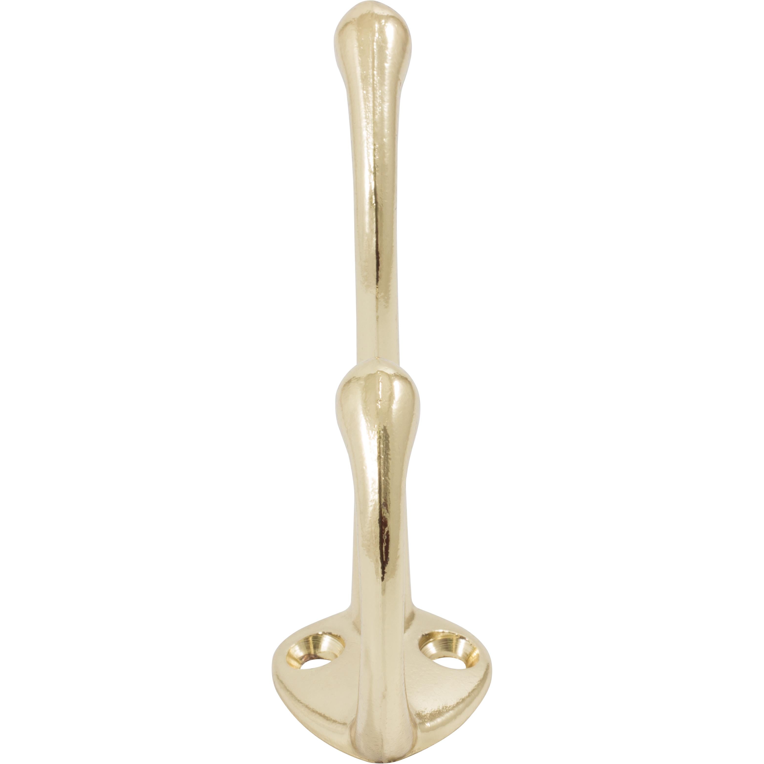 Stone Harbor Hardware Coat & Hat Hook, 3-1/2" High, 2-1/4" Projection, Polished Brass