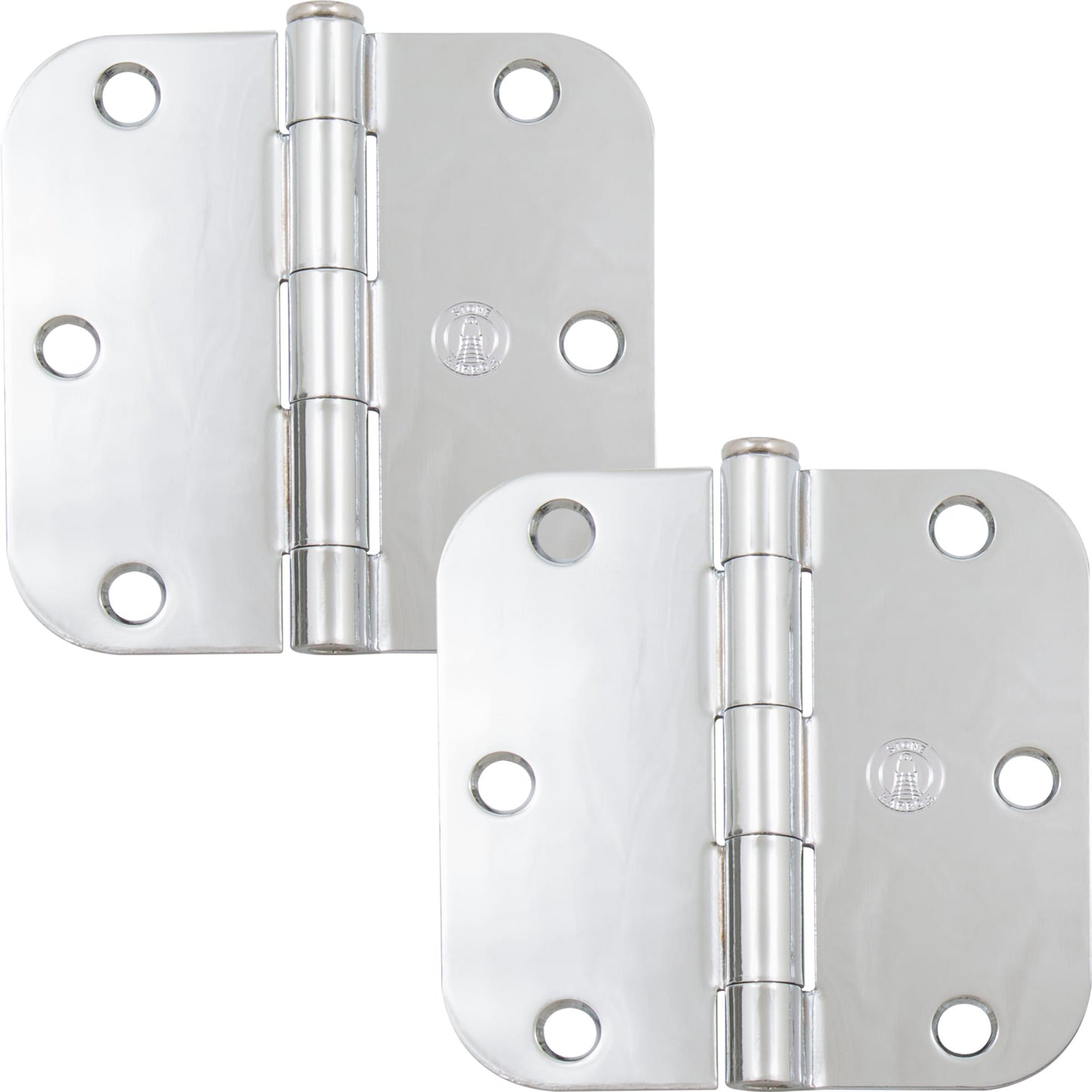 Stone Harbor Hardware 3-1/2" Door Hinges, 5/8" Radius Corner, Polished Chrome, 2-Pack