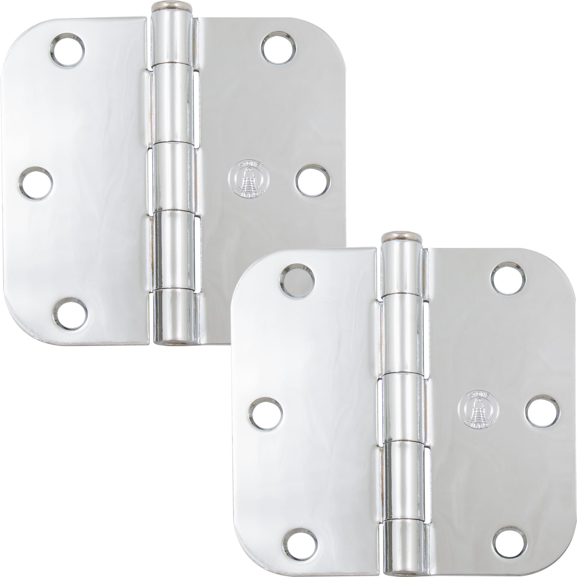 Stone Harbor Hardware 3-1/2" Door Hinges, 5/8" Radius Corner, Polished Chrome, 2-Pack