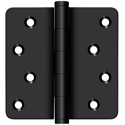 4.0" x 1/4R Solid Brass Hinge 2/pk - Matte Black