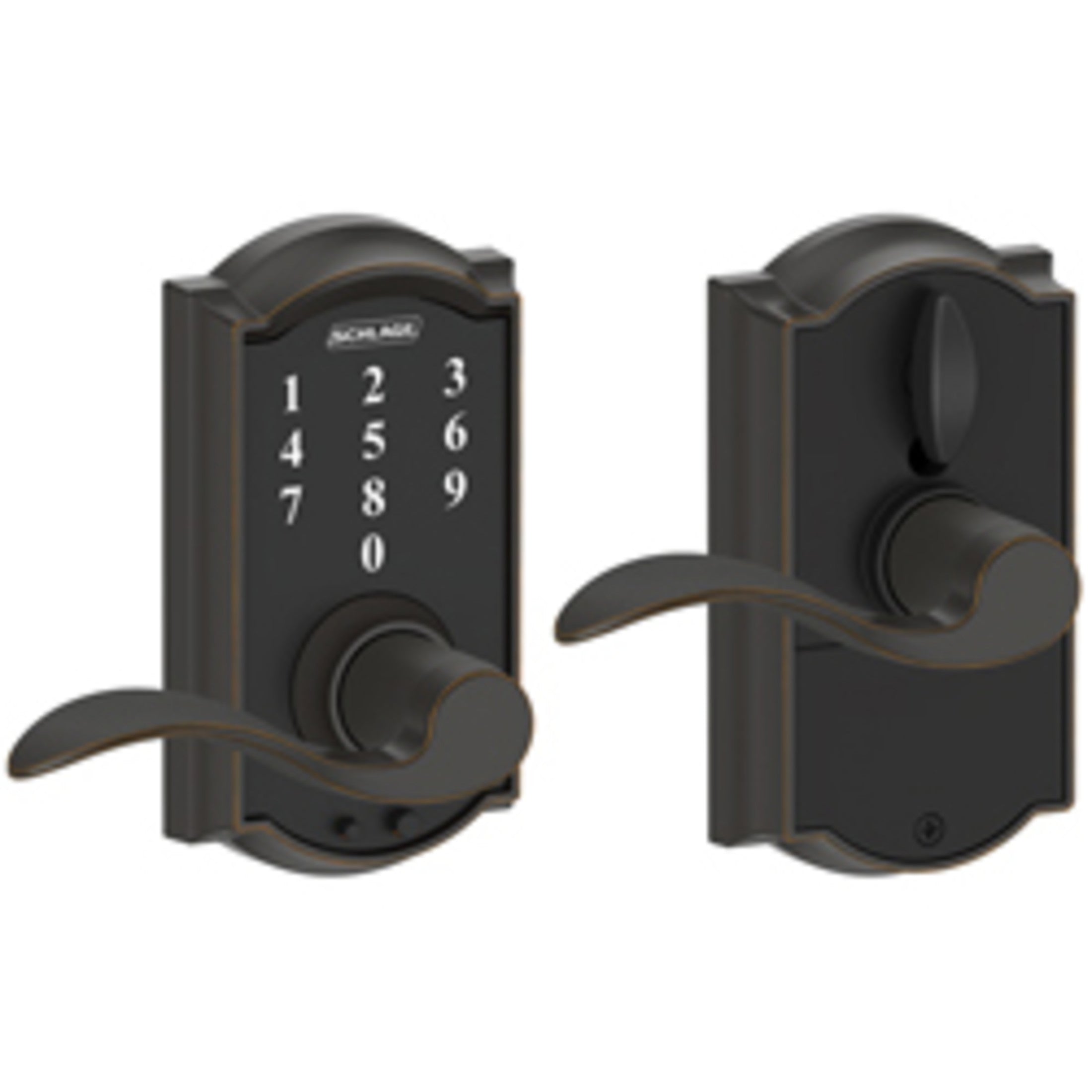FE695CAM716ACC 16-086 10-027 Accent / Camelot Touch Keyless Lever - Aged Bronze