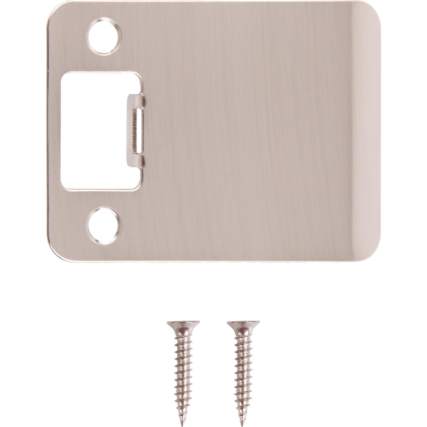 Stone Harbor Hardware Round Corner Extended Lip Strike Plate, 2-1/4" x 2-1/2", (3" Overall Length), Satin Nickel