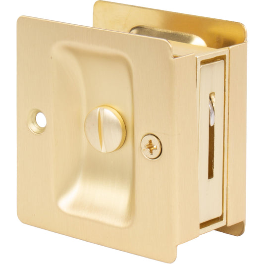 Stone Harbor Hardware Premium Square Pocket Door Lock, Privacy Function, Satin Brass