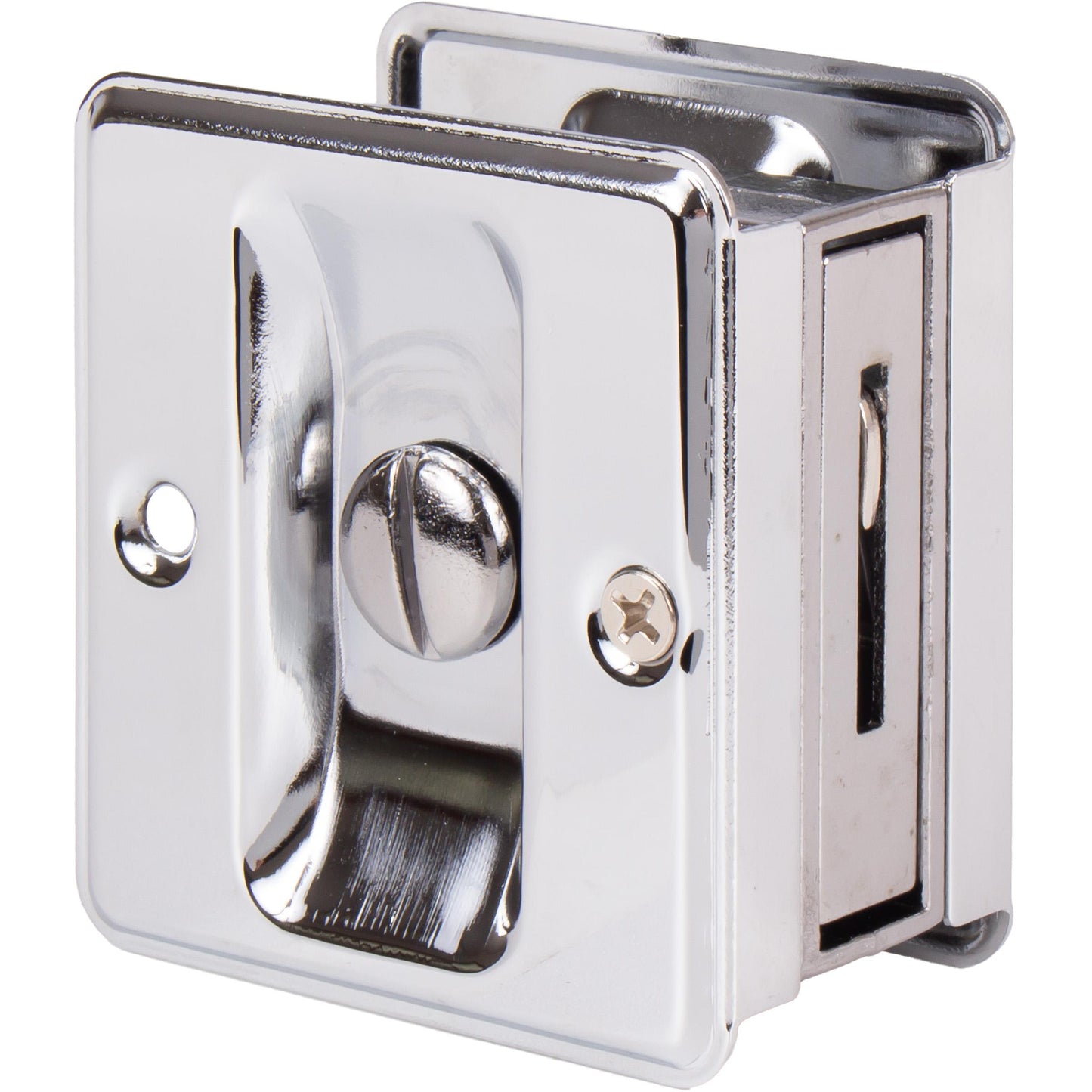 Stone Harbor Hardware Square Pocket Door Lock, Privacy Function, Polished Chrome