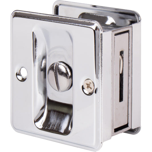 Stone Harbor Hardware Square Pocket Door Lock, Privacy Function, Polished Chrome