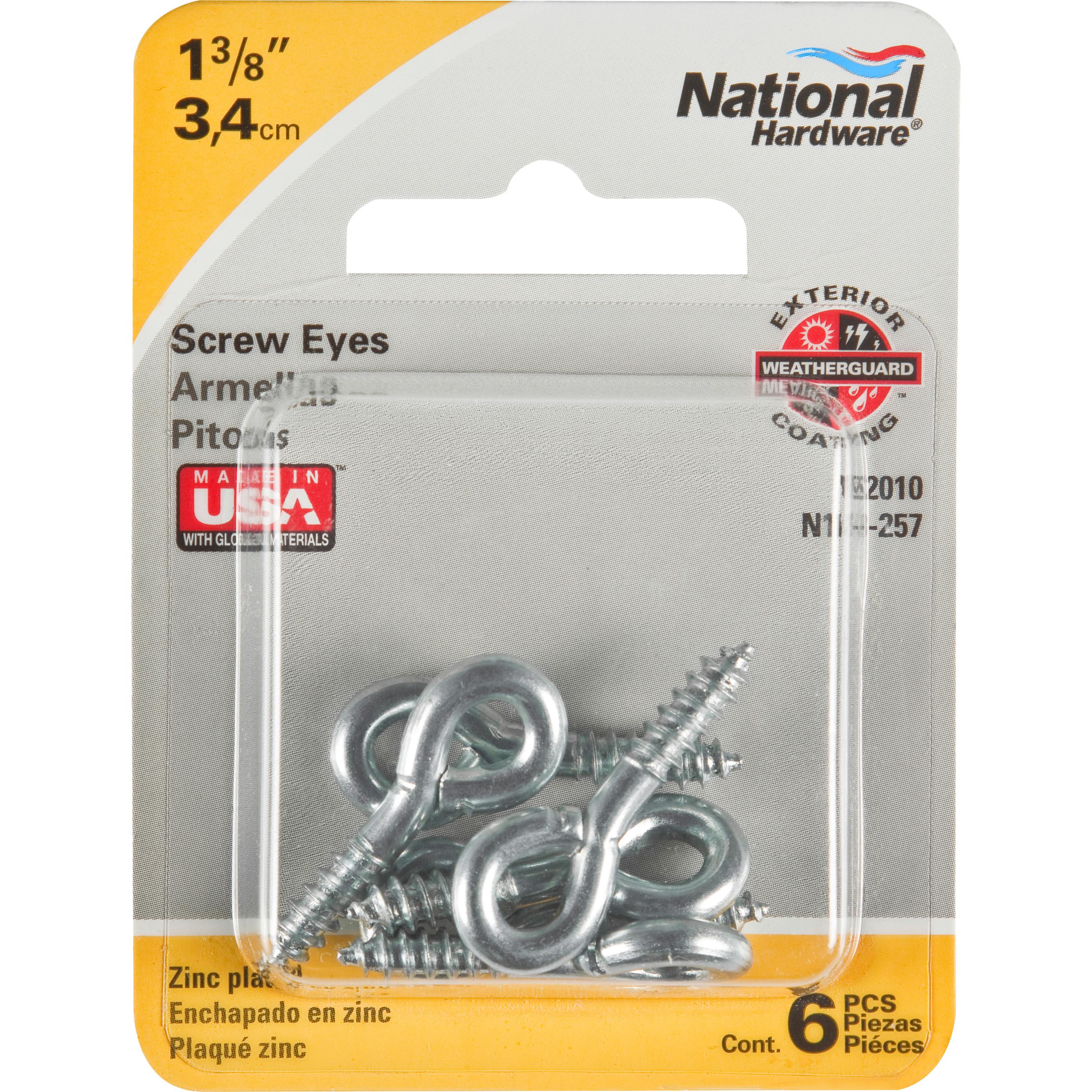 V2010 #208 1-3/8" Screw Eye 6/pk - Zinc Plated