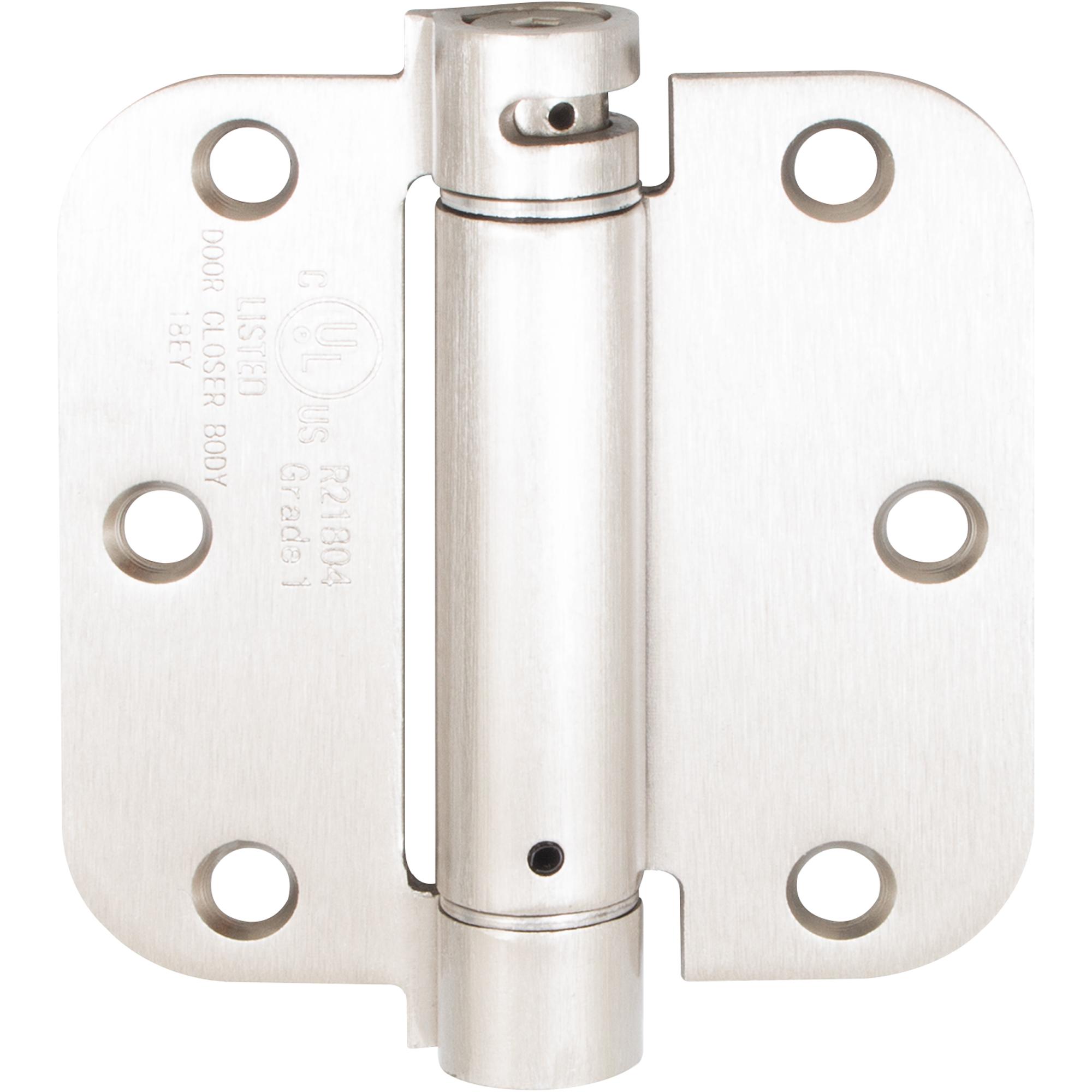 Stone Harbor Hardware Adjustable Spring Hinge, 3-1/2 Inches, 5/8" Radius Corner, Satin Nickel