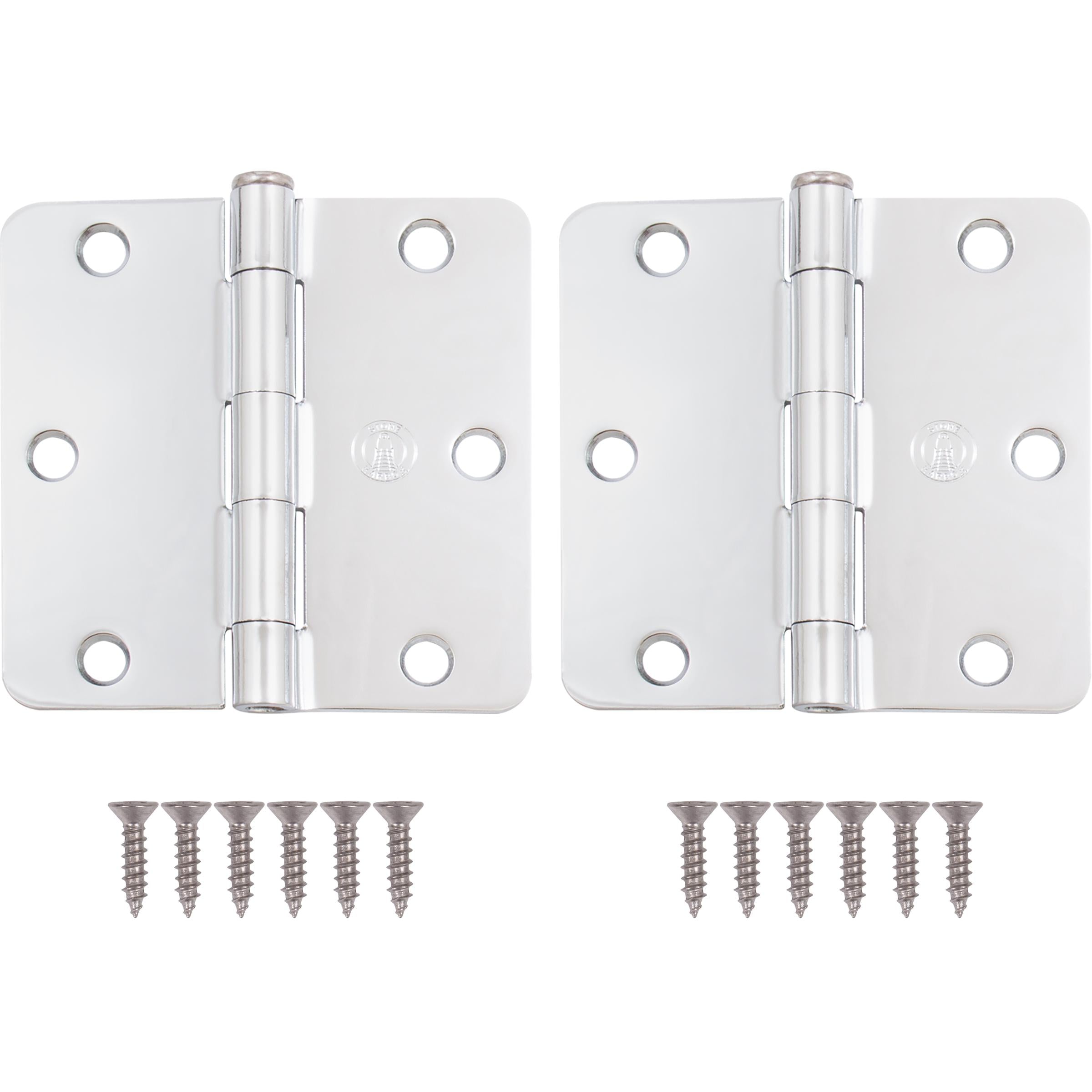 Stone Harbor Hardware 3-1/2" Door Hinges, 1/4" Radius Corner, Polished Chrome, 2-Pack