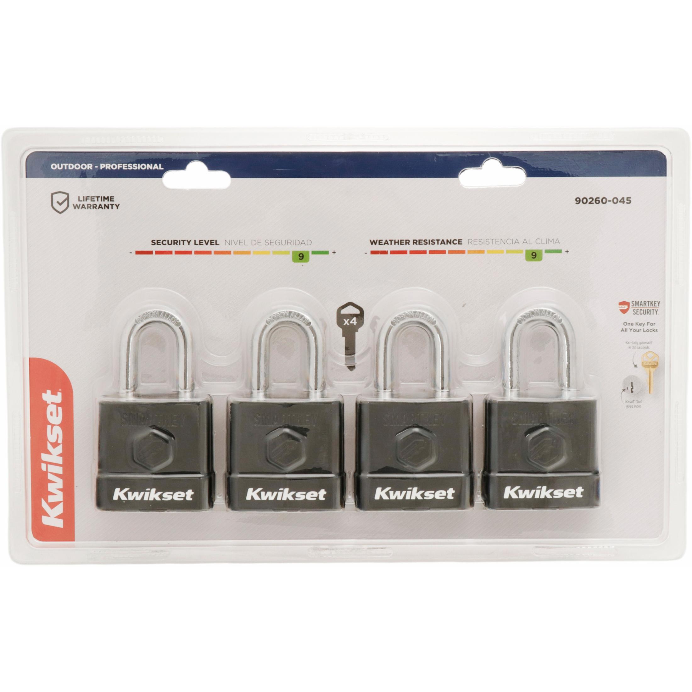 Kwikset 2" Padlock SMT KA with Cover and 1-1/2" Shackle, 4-Pack