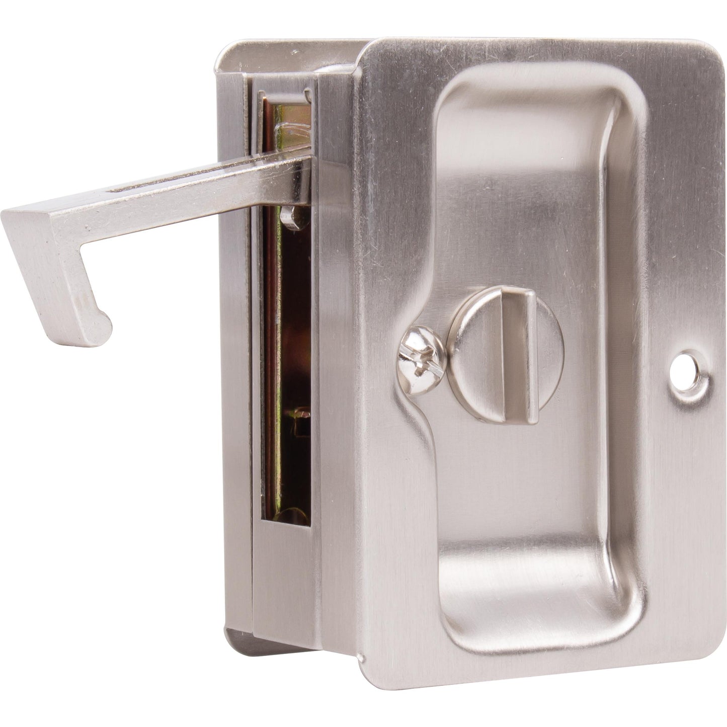 Stone Harbor Hardware Tall Square Pocket Door Lock, Privacy (Bed/Bath) Latch, Satin Nickel