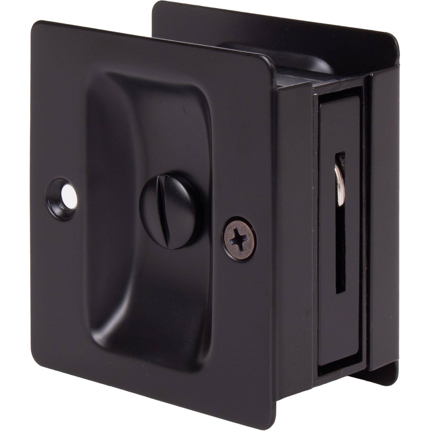 Stone Harbor Hardware Premium Square Pocket Door Lock, Privacy Function, Matte Black