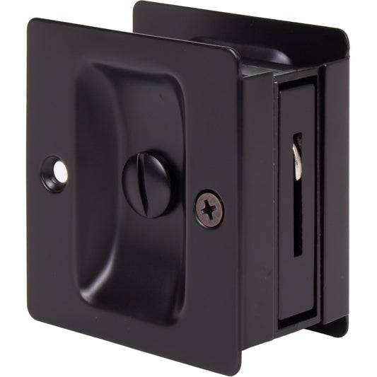 Stone Harbor Hardware Premium Square Pocket Door Lock, Privacy Function, Matte Black
