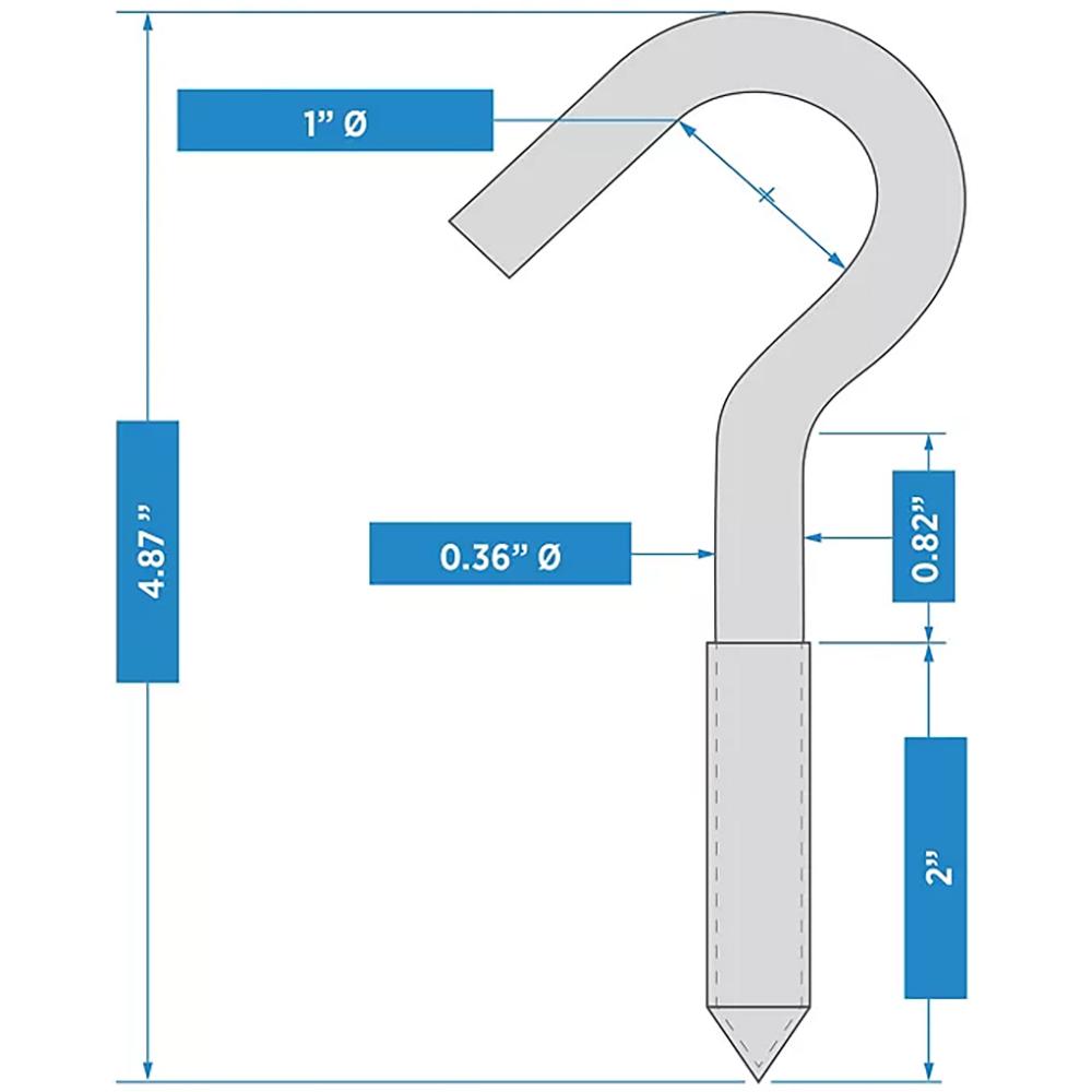 2153BC 1/4" x 4-1/4" Screw Hook - Stainless Steel