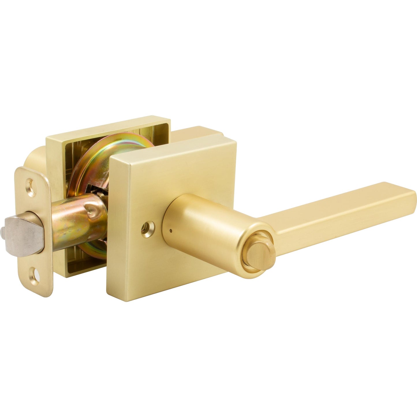 Stone Harbor Hardware Vienna Door Lever with Square Rosette, Entry Latch, SC Keyway, Satin Brass