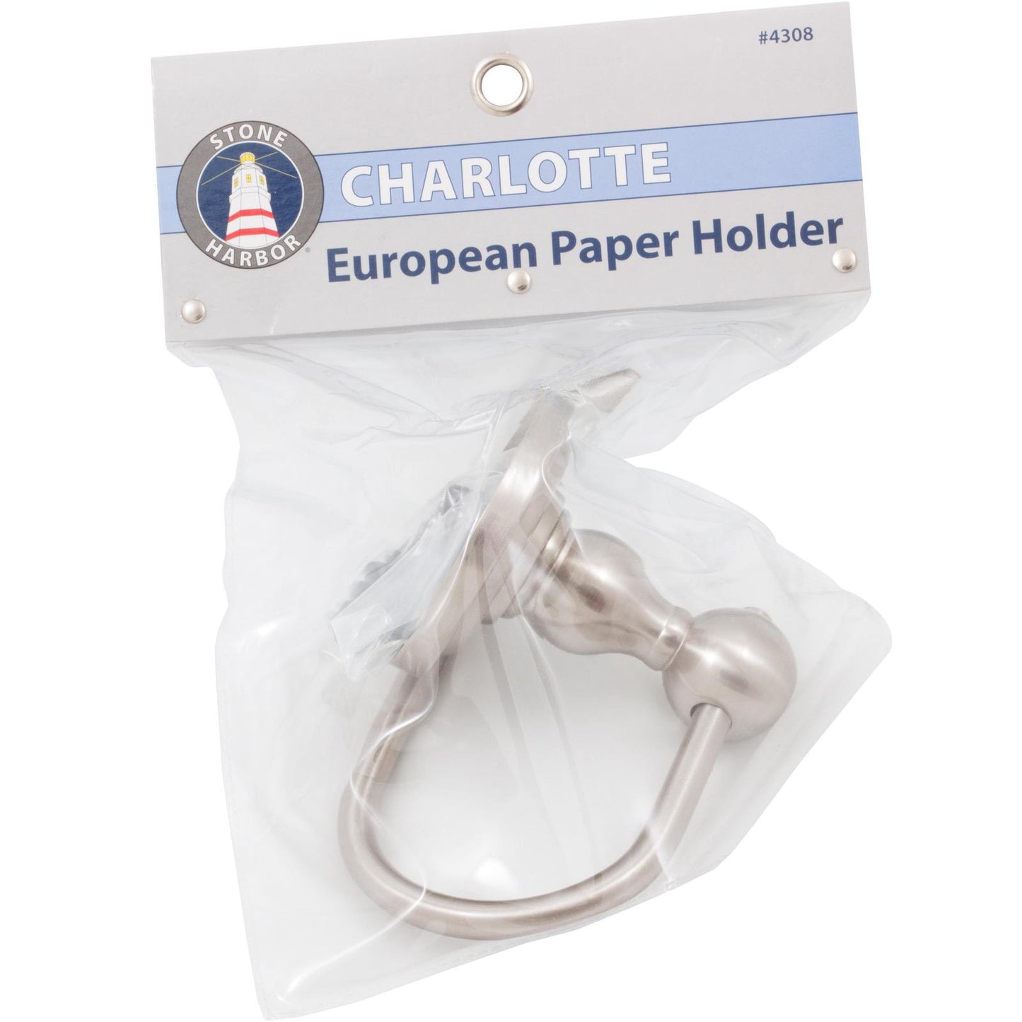 Stone Harbor Hardware Charlotte European Paper Holder, Satin Nickel