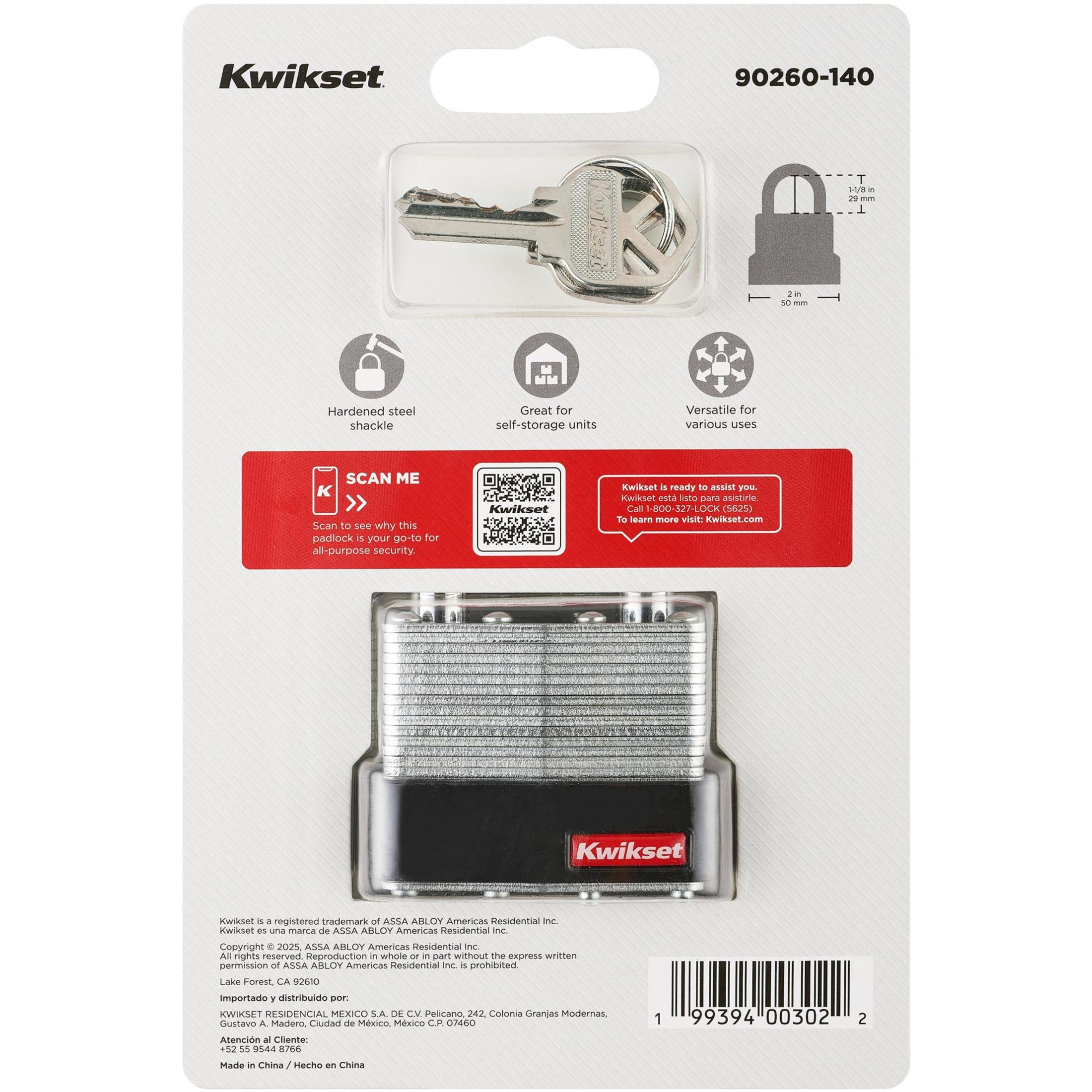 Kwikset 2" Laminated Padlock with 1-1/8" Shackle