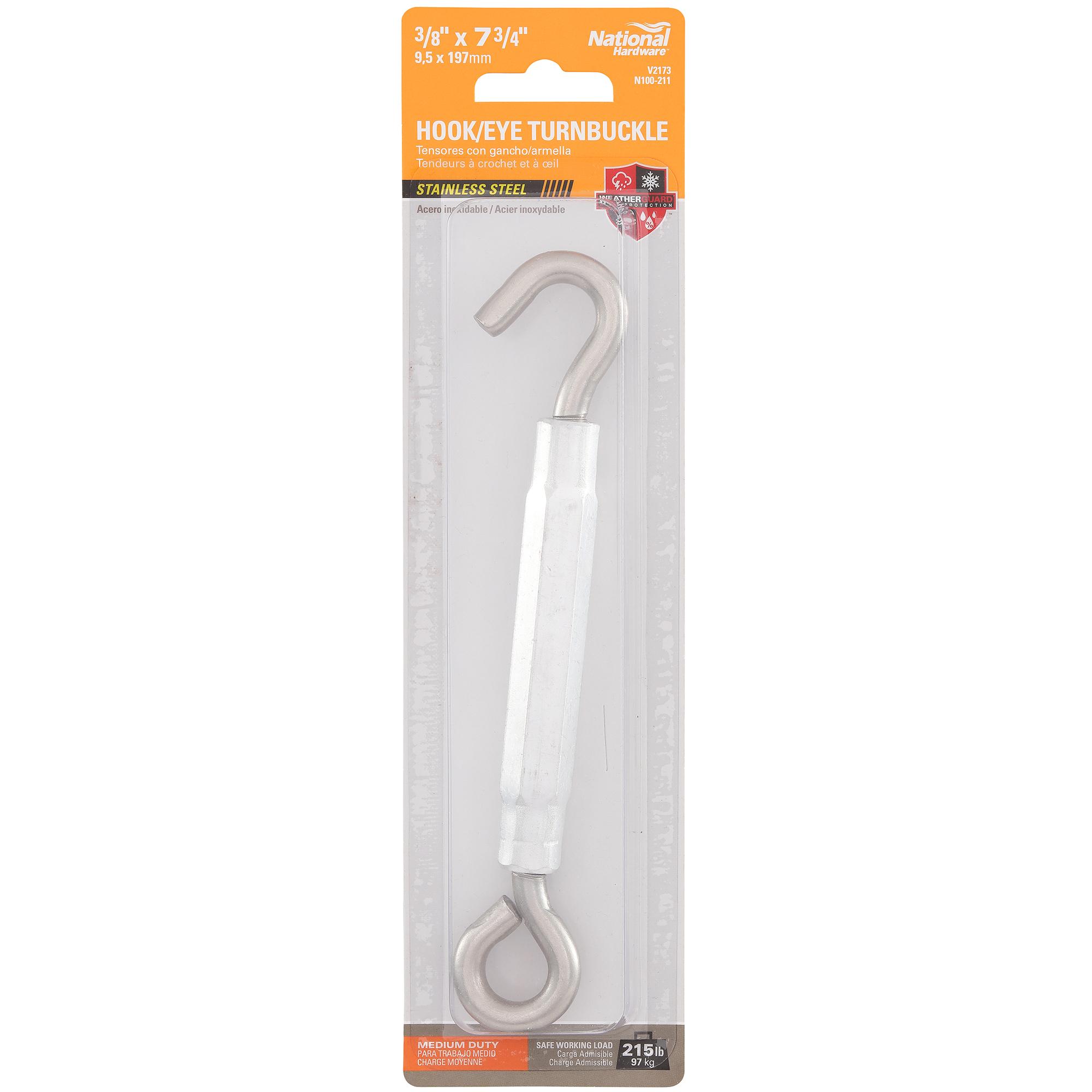 V2173 3/8" x 7-3/4" Hook / Eye Turnbuckle - Stainless Steel