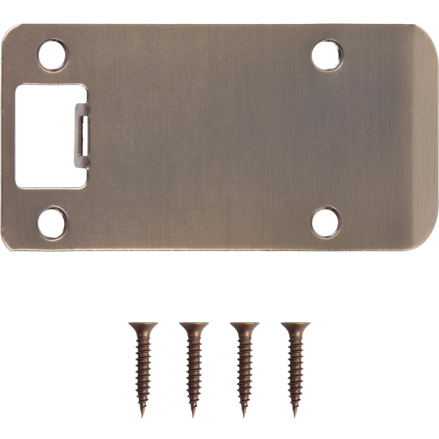 Stone Harbor Hardware Round Corner Extended Lip Strike Plate, 2-1/4" x 4", (4-1/2" Overall Length), Antique Brass