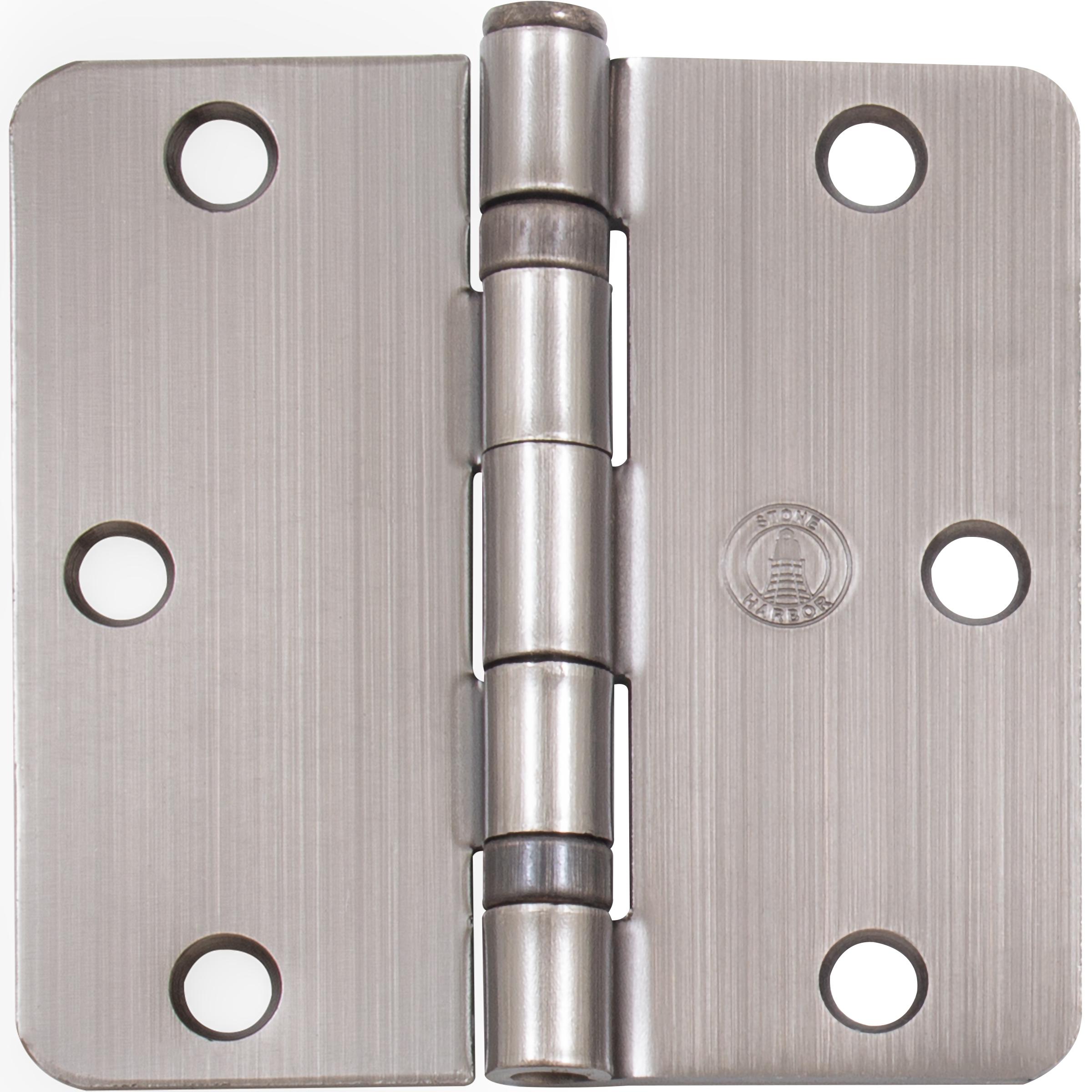 Stone Harbor Hardware 3-1/2" Ball-Bearing Door Hinges, 1/4" Radius Corner, Antique Nickel, 2-Pack