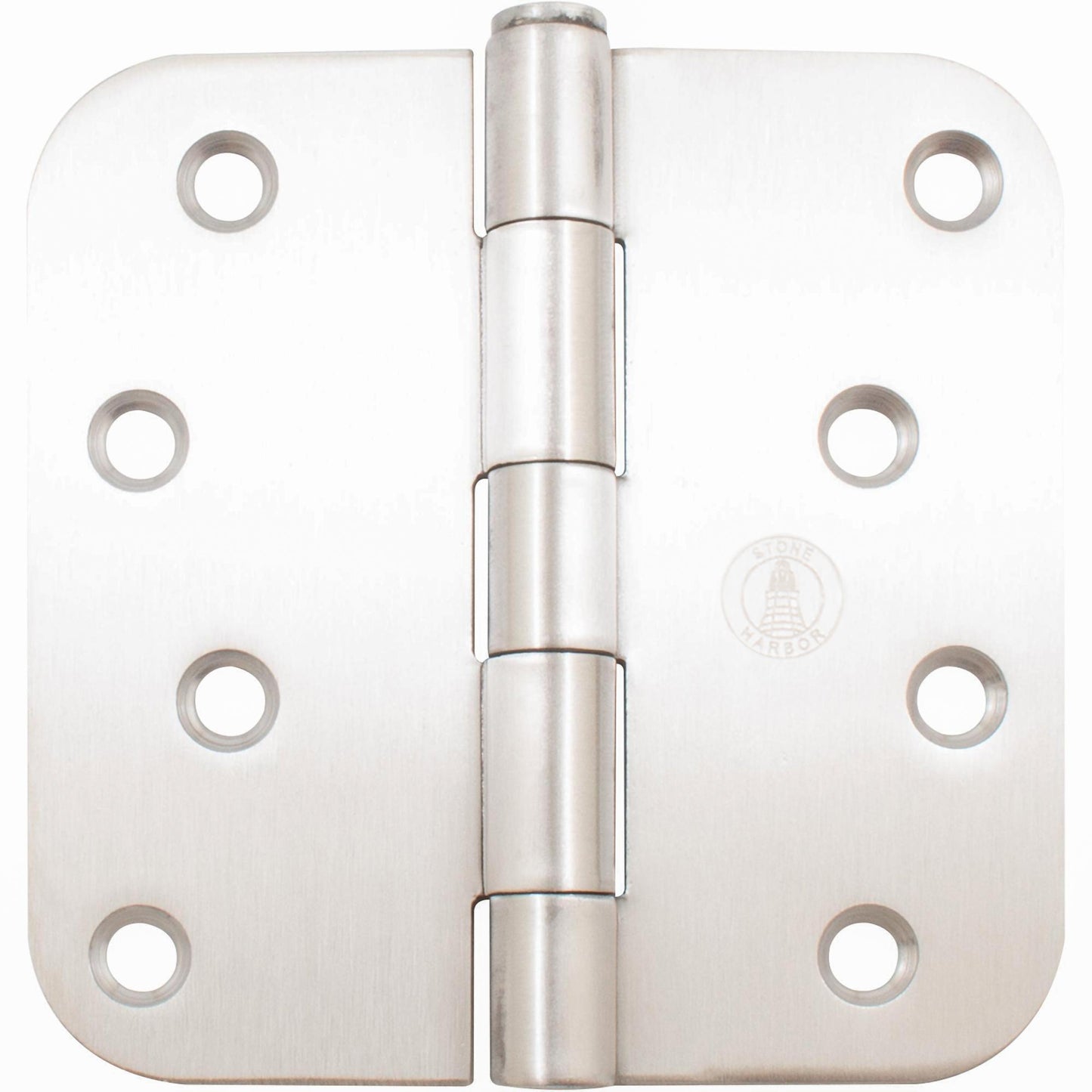 Stone Harbor Hardware 4" Door Hinges, 5/8" Radius Corner, Satin Stainless Steel, 2-Pack