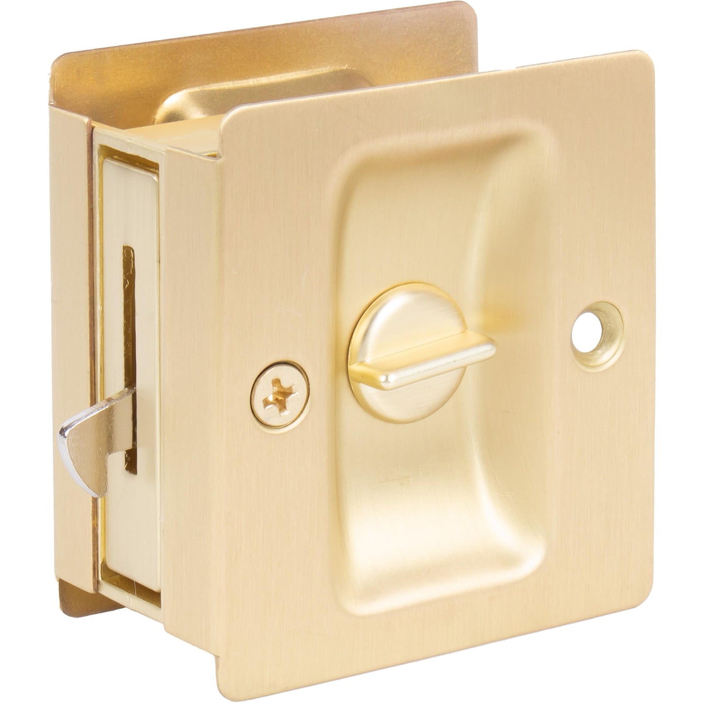 Stone Harbor Hardware Premium Square Pocket Door Lock, Privacy Function, Satin Brass