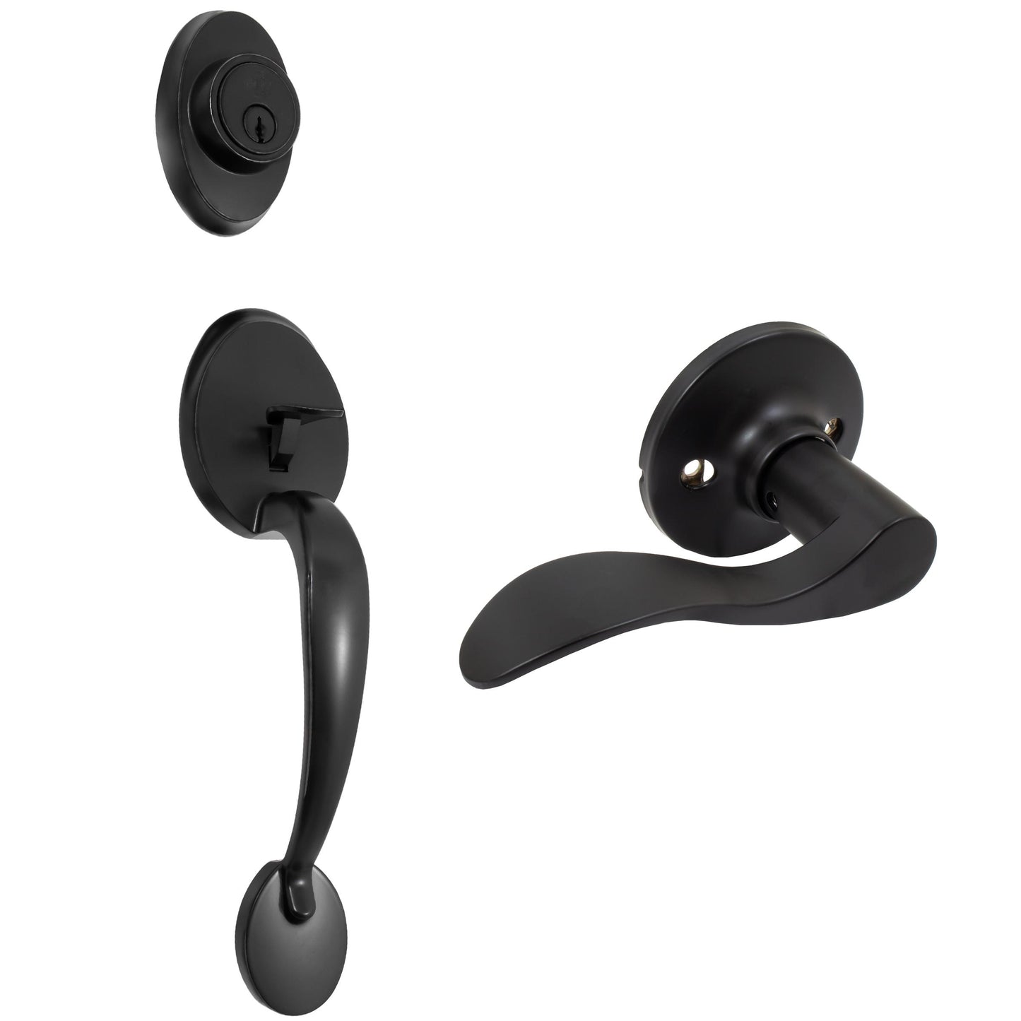 Stone Harbor Hardware Mill Creek Handleset with Beaverton Lever, SC Keyway, Clear Pack, Matte Black