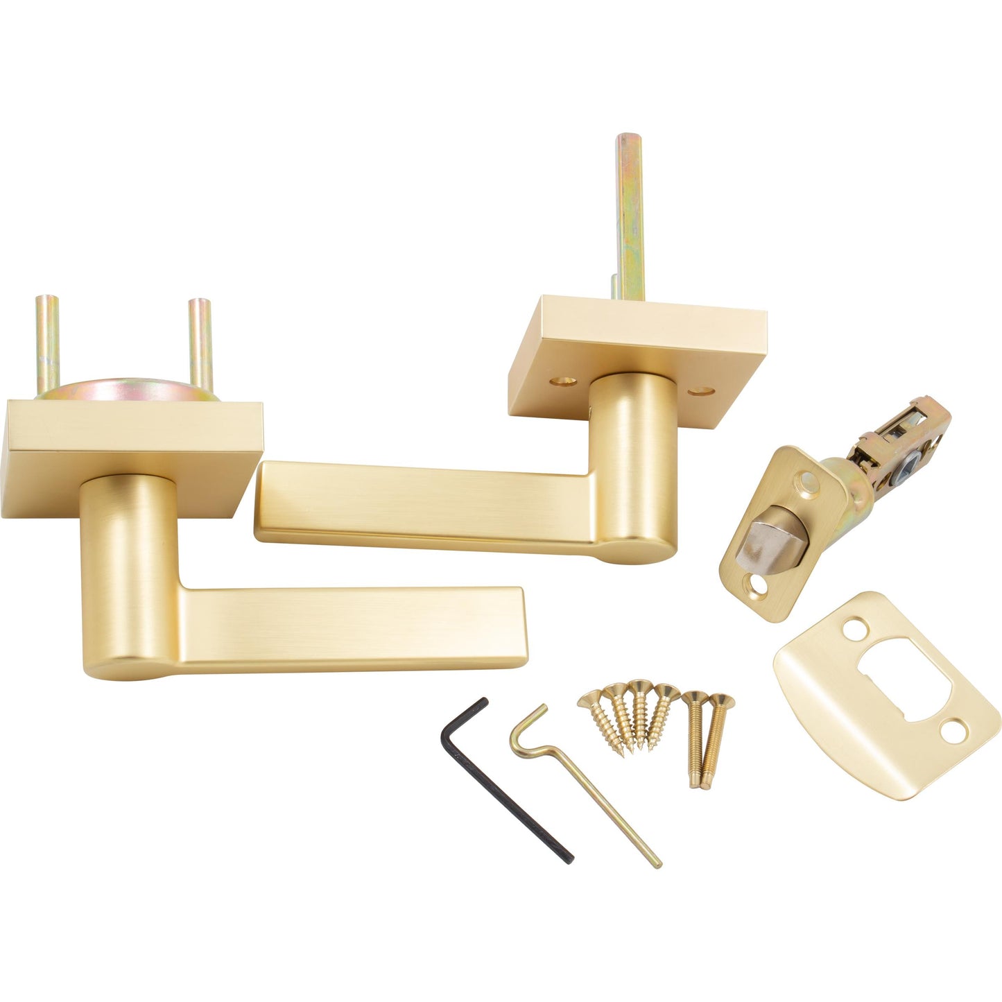 Stone Harbor Hardware Vienna Door Lever with Square Rosette, Passage (Hall/Closet) Latch, Satin Brass