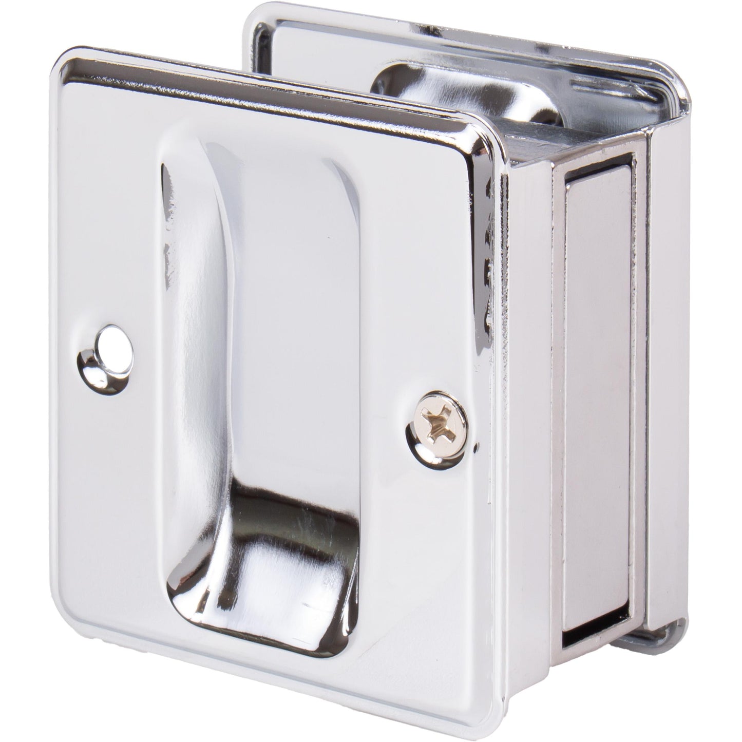 Stone Harbor Hardware Square Pocket Door Lock, Passage Function, Polished Chrome