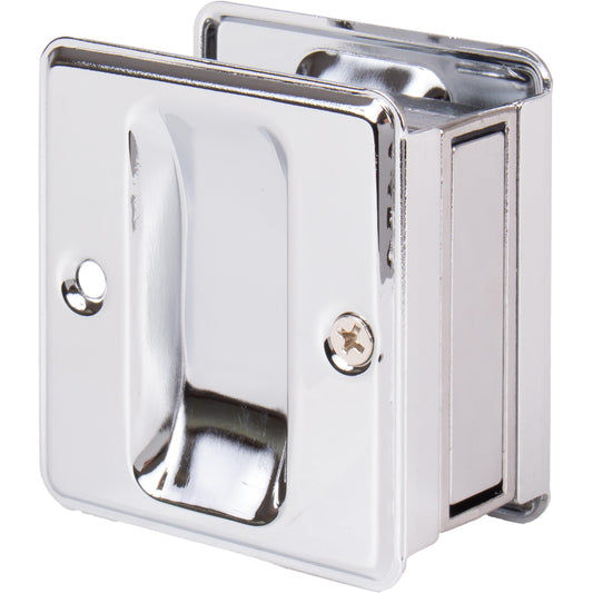 Stone Harbor Hardware Square Pocket Door Lock, Passage Function, Polished Chrome