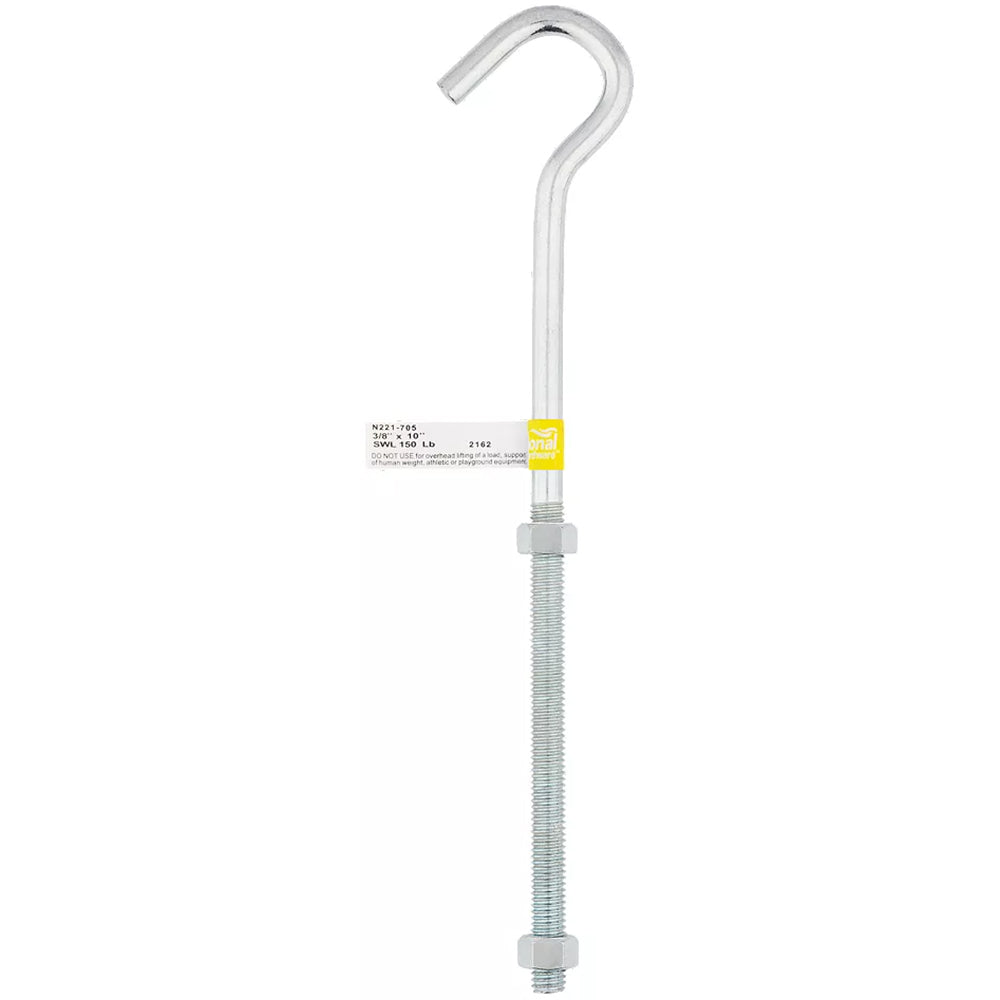 2162BC 3/8" x 10" Hook Bolt - Zinc Plated